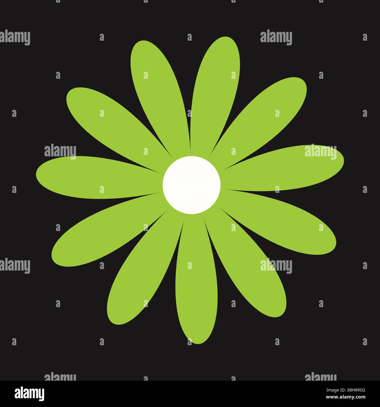 Moderno fiore verde astratto dalla forma elegante e dal ritmo naturale. Un'interpretazione audace e fresca dell'iconografia botanica Illustrazione Vettoriale