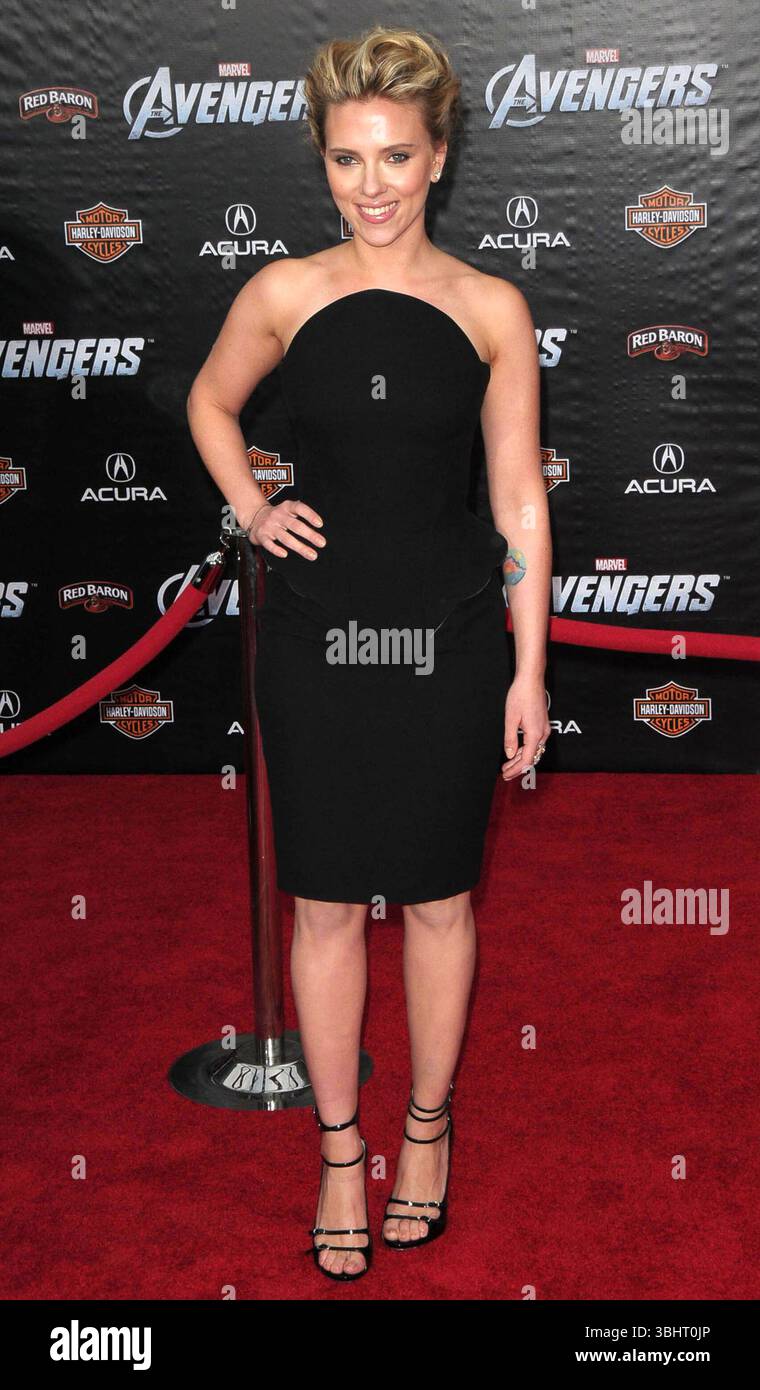 Scarlett Johansson alla prima di "The Avengers" all'El Capitan Theatre di Hollywood, California - 11 aprile 2012 Foto Stock