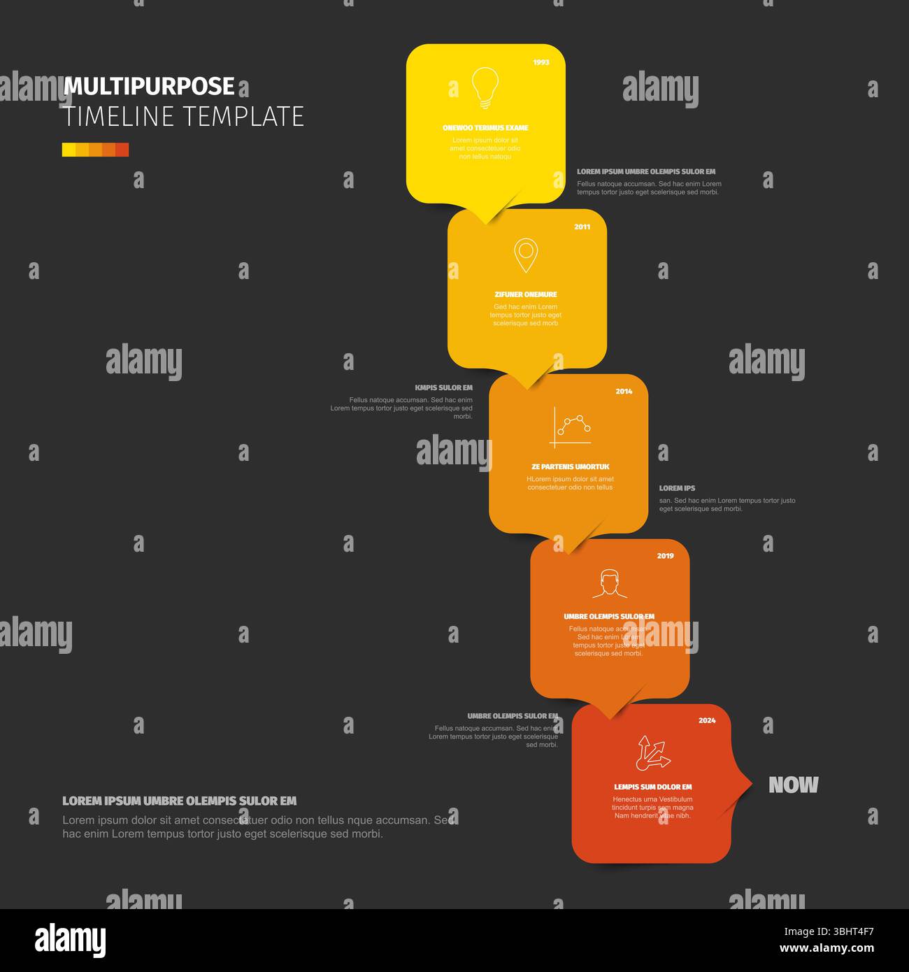 Questo diagramma multifunzionale del modello di sequenza temporale è perfetto per le presentazioni. Il diagramma del modello della cronologia visiva mostra le fasi del processo, le fasi e il percorso Illustrazione Vettoriale