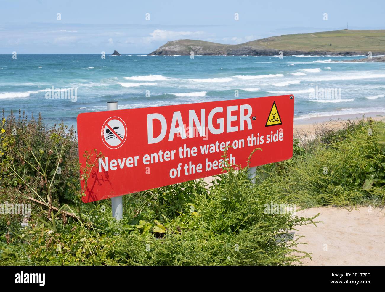 La spiaggia di Constantine Bay sulla costa settentrionale della Cornovaglia, in Inghilterra. Foto Stock
