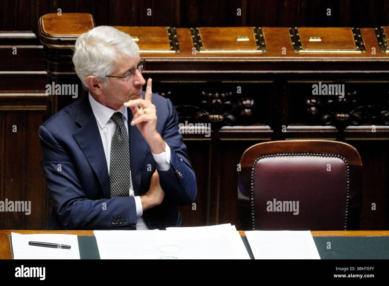 Roma, Italia. 11 giugno 2025. durante lo svolgimento del Question Time alla camera dei deputati a Roma, Mercoledì, 11 giugno 2025 (foto Mauro Scrobogna/LaPresse) in occasione del tempo delle interrogazioni alla camera dei deputati a Roma, mercoledì 11 giugno 2025. (Foto di Mauro Scrobogna/LaPresse ) credito: LaPresse/Alamy Live News Foto Stock
