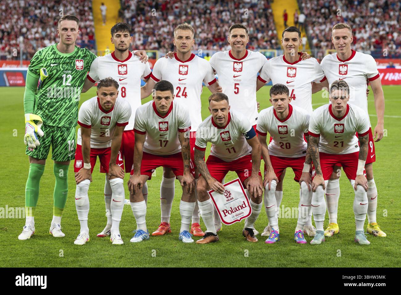 CHORZOW, POLONIA - 6 GIUGNO 2025: Amichevole Polonia - Moldavia 2:0. Squadra della Polonia Foto Stock