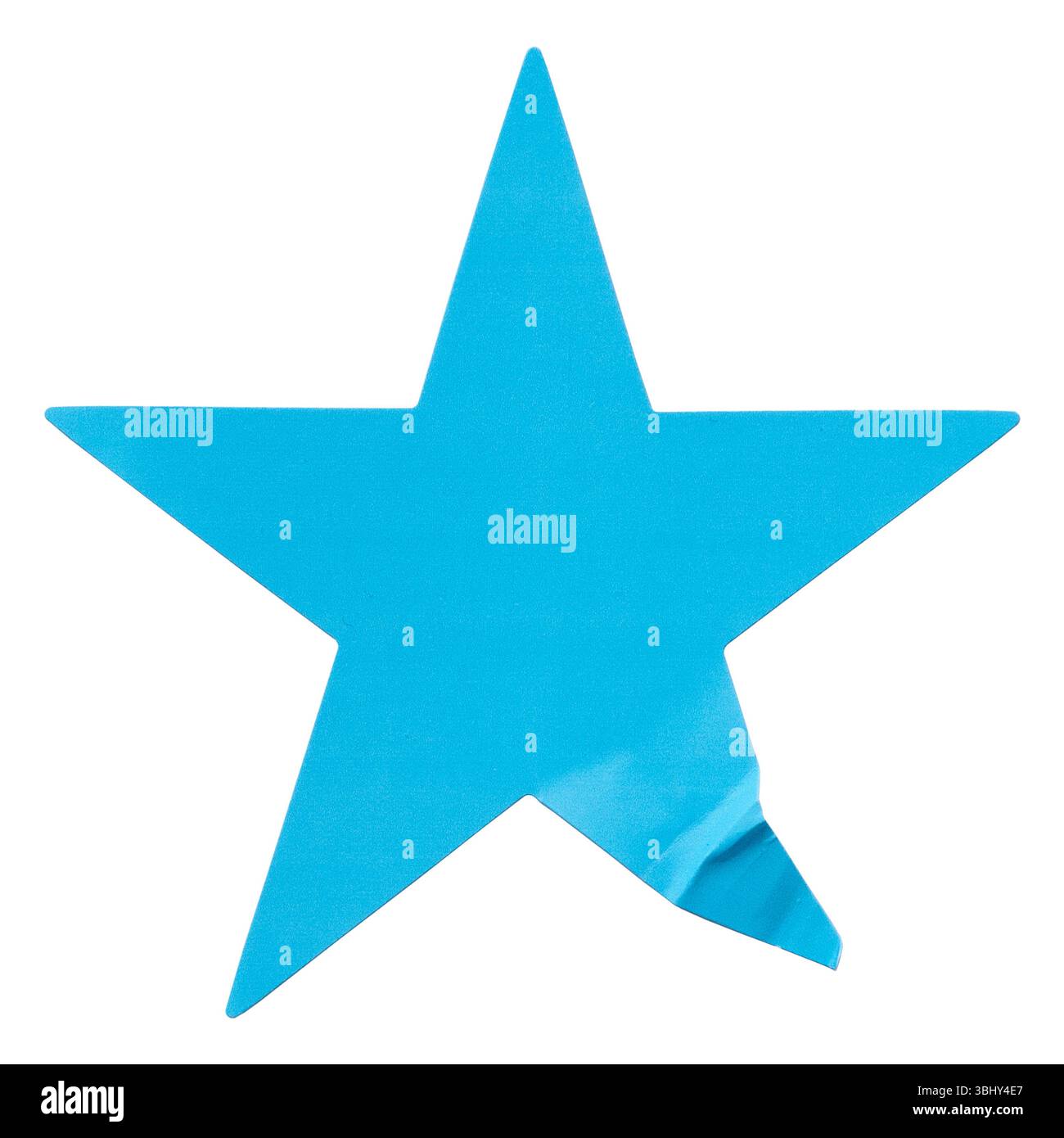etichetta adesiva in carta a forma di stella blu isolata su sfondo bianco. Foto Stock