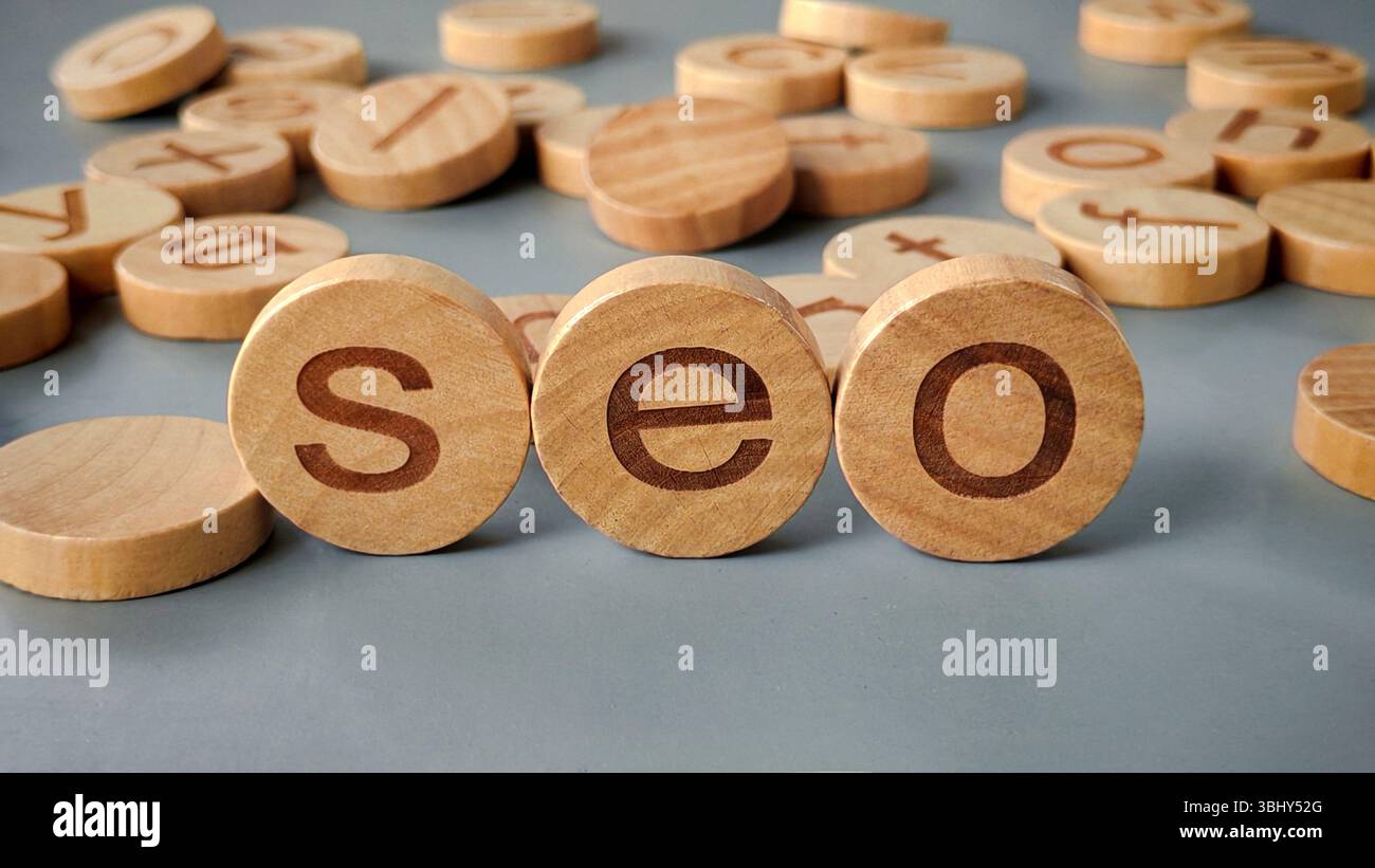 Alfabeto SEO o ottimizzazione dei motori di ricerca Foto Stock