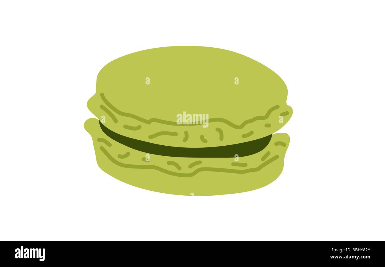Esclusivo dessert di macaron verde dal design minimalista che mette in risalto i suoi delicati strati Illustrazione Vettoriale