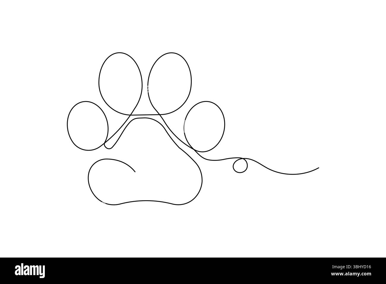 Illustrazione vettoriale grafica con la linea dell'icona dell'impronta del cane Illustrazione Vettoriale