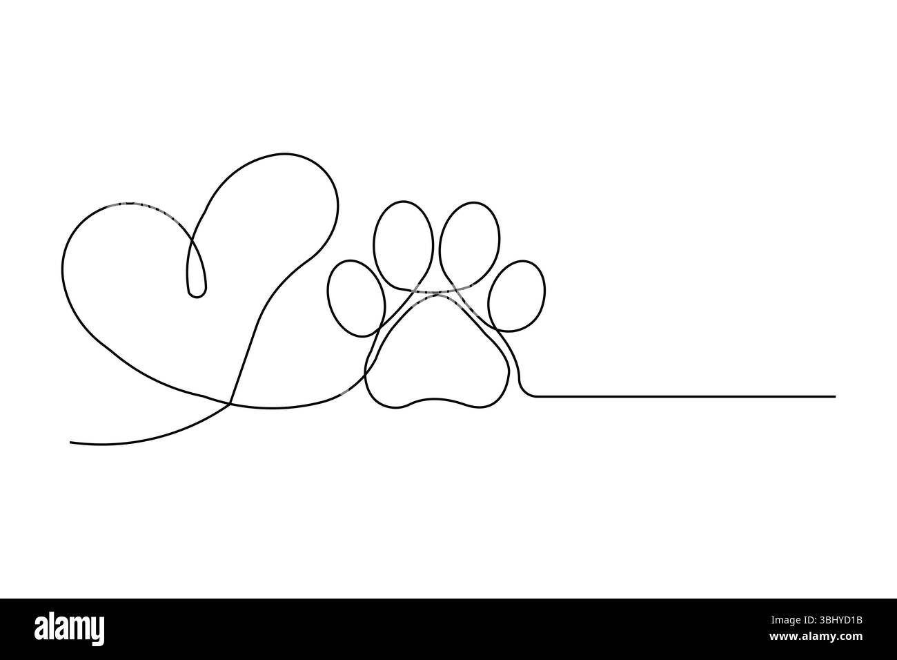 Illustrazione vettoriale grafica con la linea dell'icona dell'impronta del cane Illustrazione Vettoriale