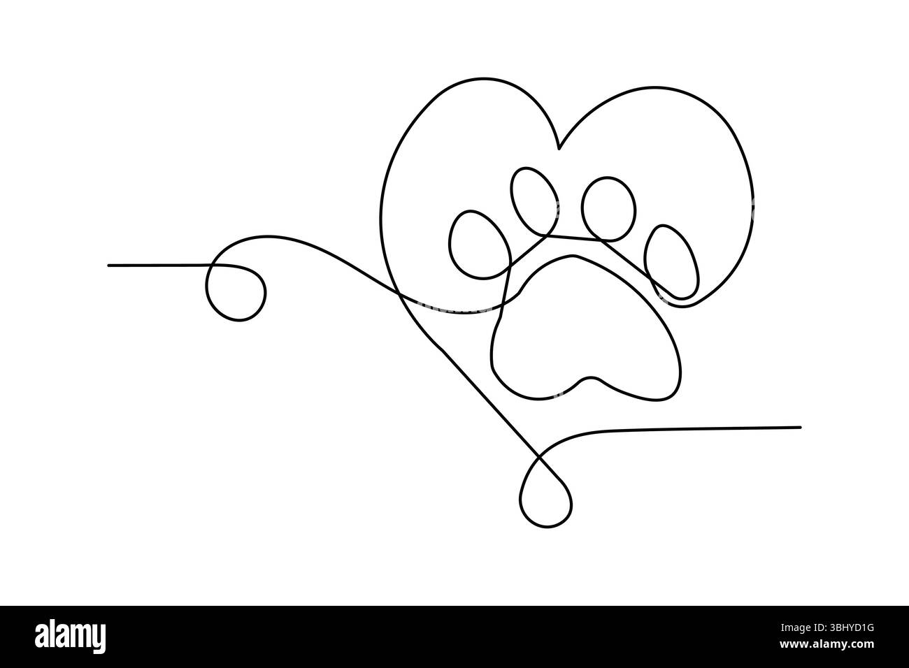 Illustrazione vettoriale grafica con la linea dell'icona dell'impronta del cane Illustrazione Vettoriale