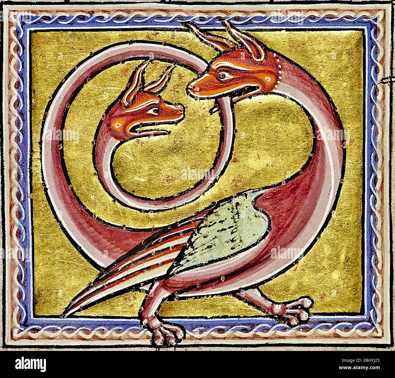 Aberdeen Bestiary - Amphisbaena, un serpente mitologico con una testa ad ogni estremità - 1542 Foto Stock