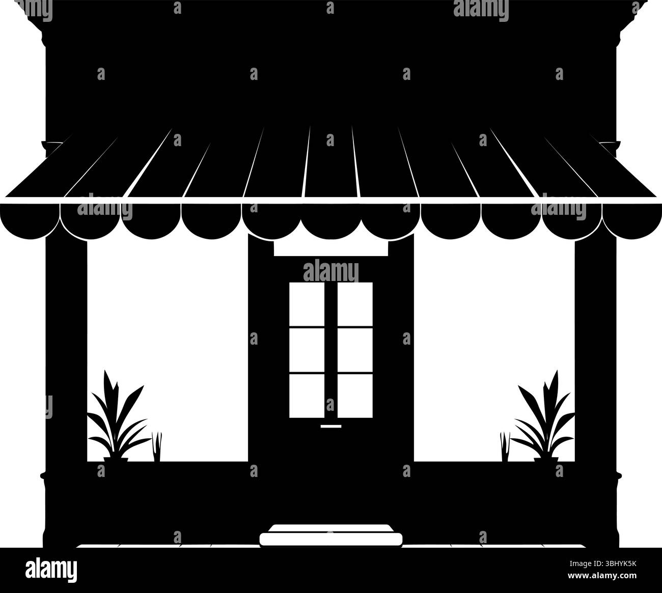 Silhouette del punto vendita - negozio, Boutique o edificio Cafe' Illustrazione Vettoriale