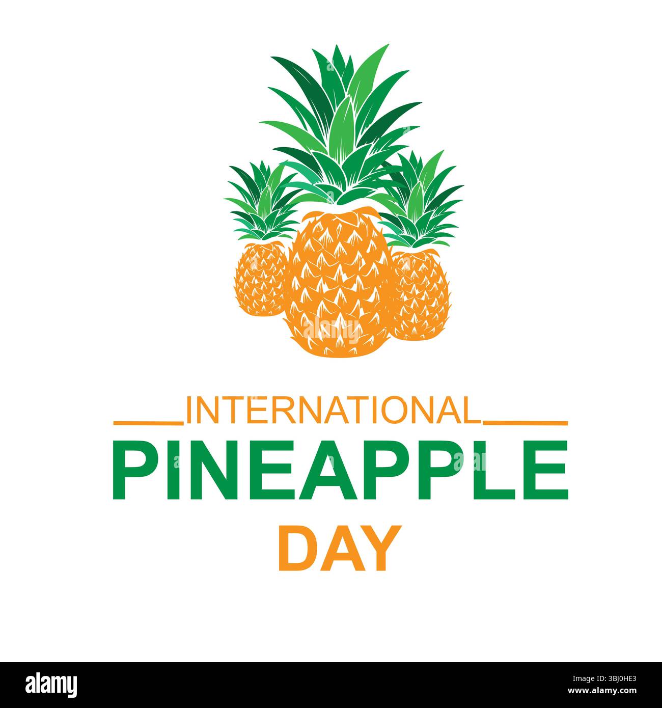 Design della tessera di un giorno di ananas verde e arancione Illustrazione Vettoriale