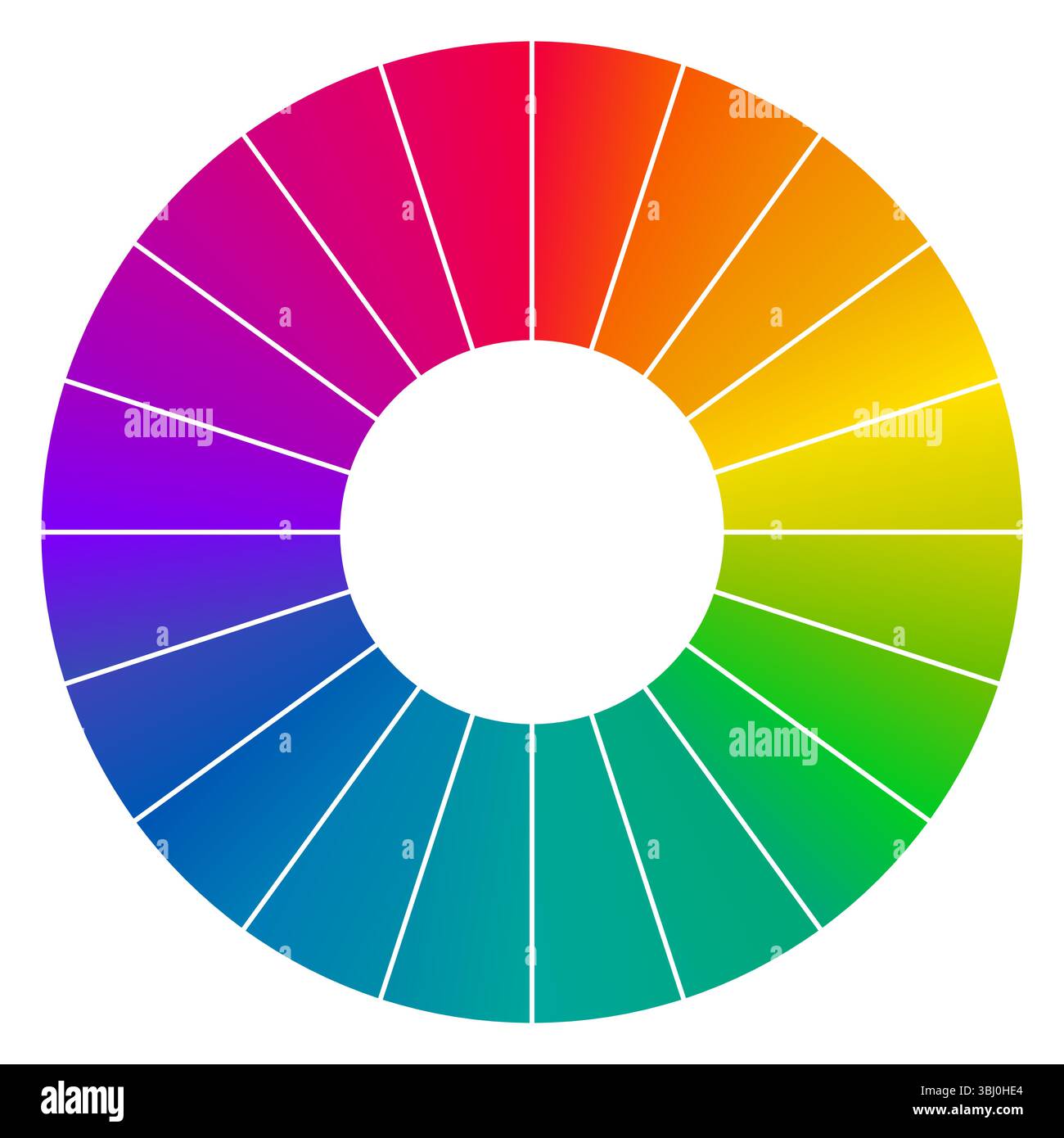 Ruota dei colori Munsell con lo stesso croma - cerchio diviso in tonalità diverse, versione con 20 segmenti Illustrazione Vettoriale