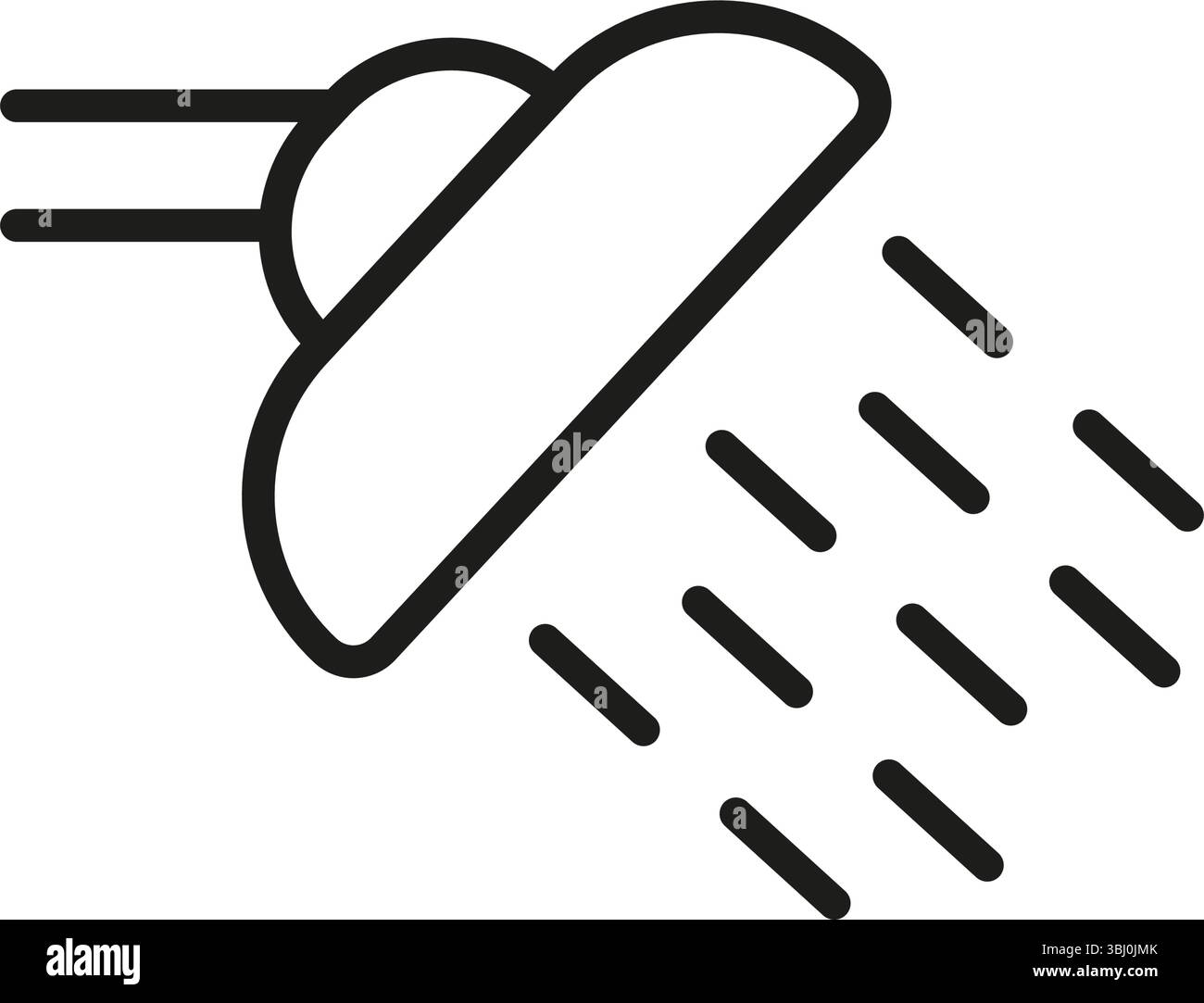 Soffione doccia con icona della linea di irrorazione dell'acqua. Simbolo contorno impianto bagno, igiene e conservazione dell'acqua. Home Improvement and Plumbing. Modificabile Illustrazione Vettoriale