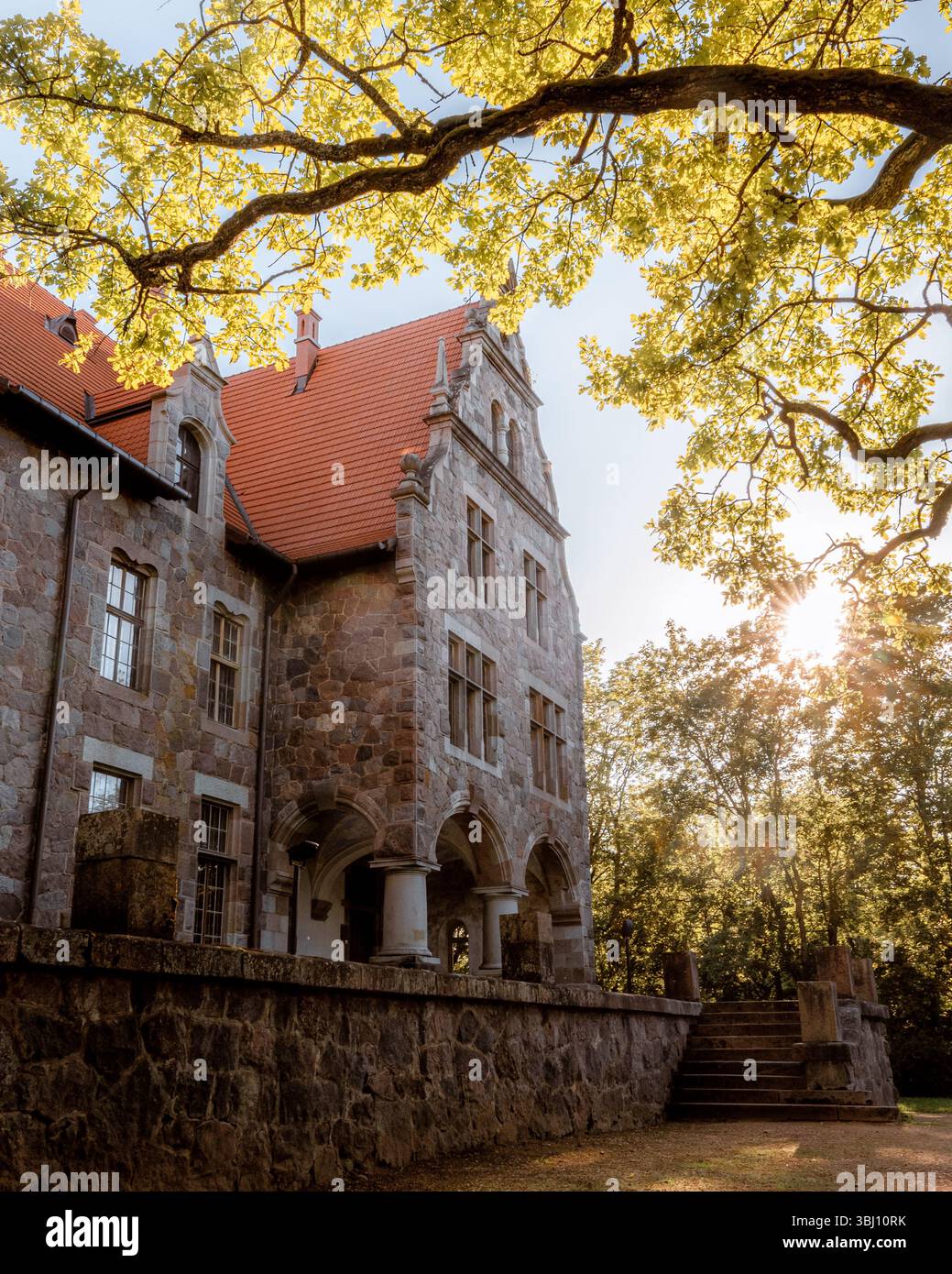 Palazzo Cesvaine: Architettura storica nella campagna lettone, splendida luce solare estiva Foto Stock