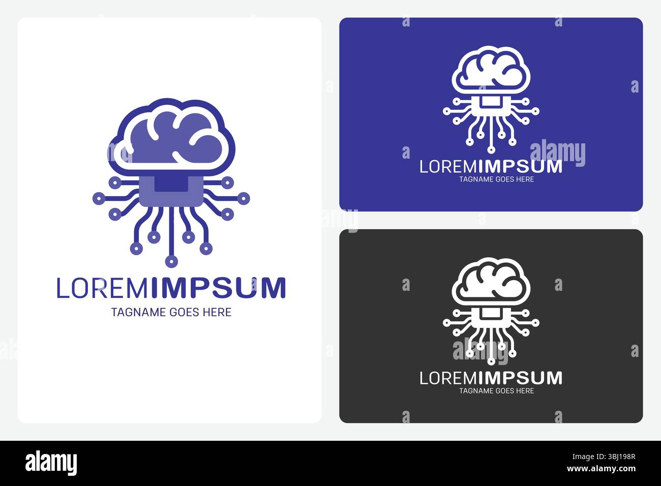 Logo AI Brain Circuit – tecnologia, innovazione e connettività Illustrazione Vettoriale