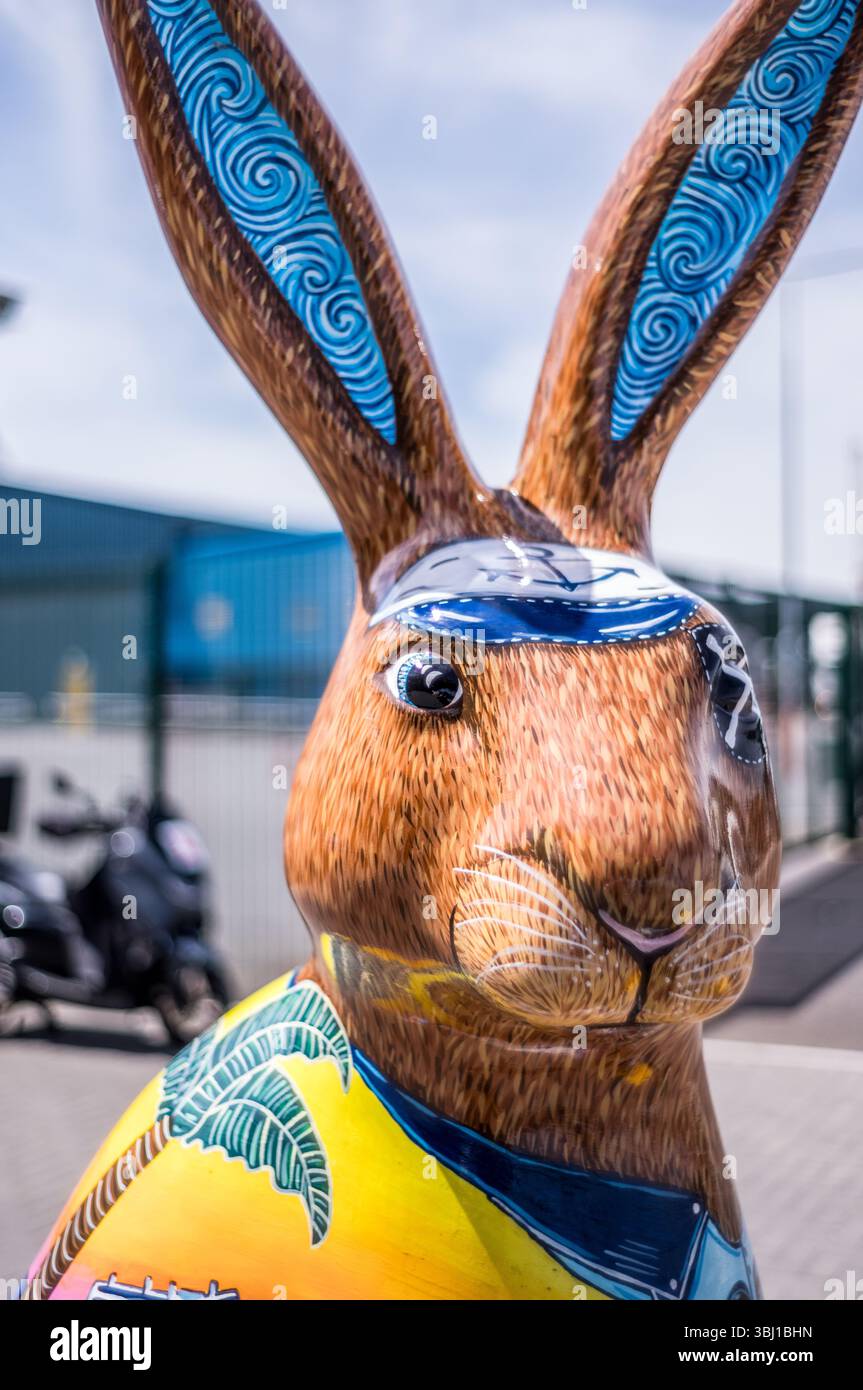 Hares of Hampshire con struttura a Southampton Docks che raccoglie fondi per il Murray Parish Trust Foto Stock
