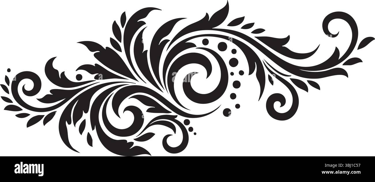 Elegante elemento di design floreale bianco e nero Illustrazione Vettoriale