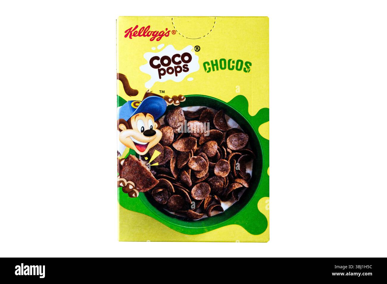 Londra Regno Unito, 12 giugno 2025, Packet of Kelloggs Coco Pops Chocos Breakfast Cereal Foto Stock