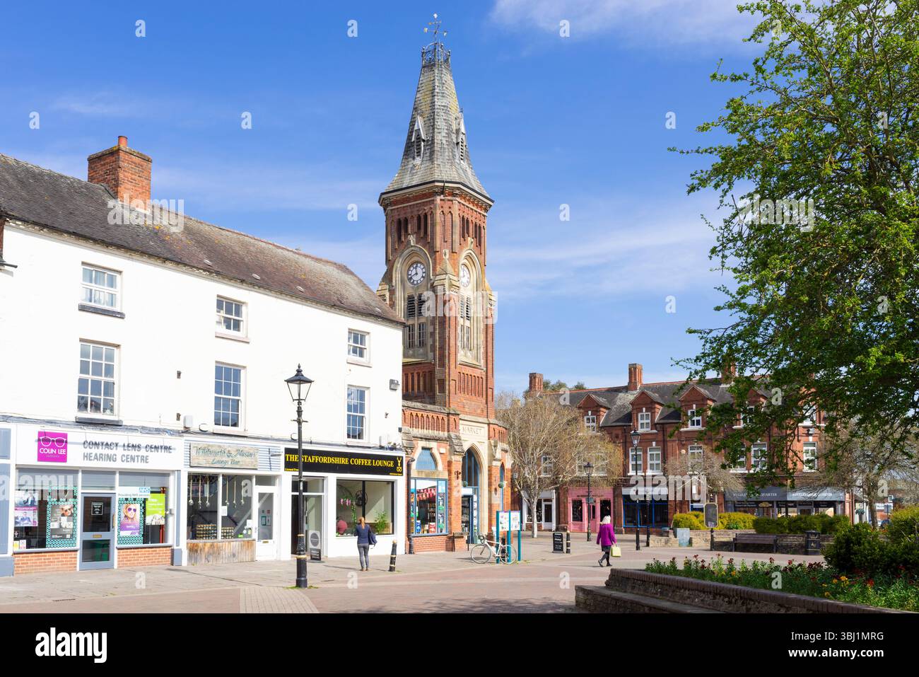 Piazza del mercato di Rugeley piazza del mercato di Rugeley centro di Rugeley Staffordshire Inghilterra Regno Unito GB Europa Foto Stock
