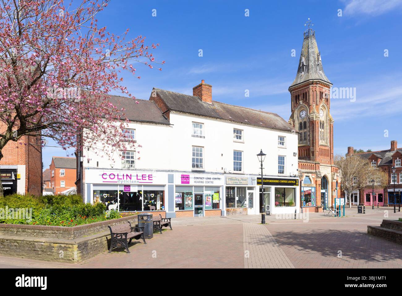Piazza del mercato di Rugeley piazza del mercato di Rugeley centro di Rugeley Staffordshire Inghilterra Regno Unito GB Europa Foto Stock