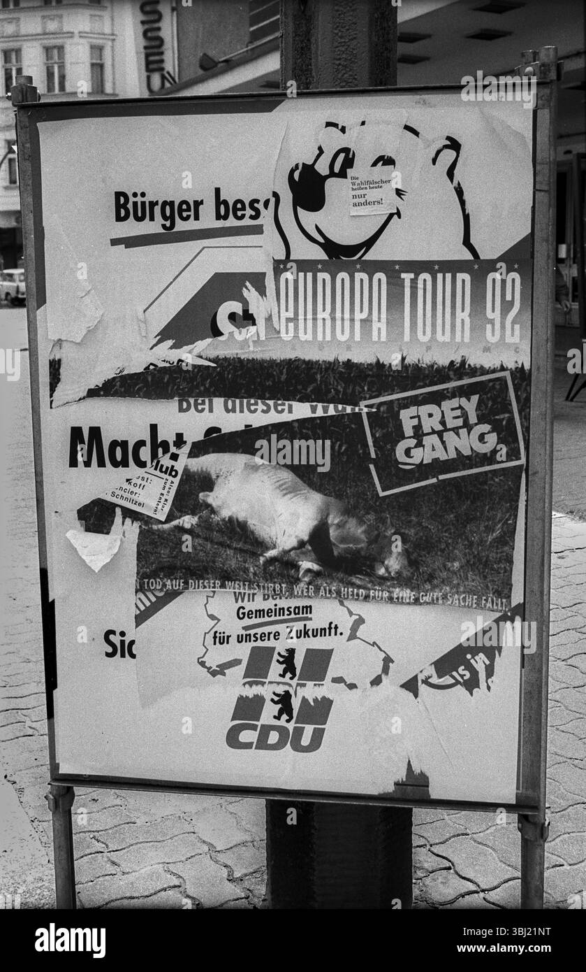 Germania, Berlino, 20 maggio 1992, pubblicità elettorale, CDU, FreyGang, Europa Foto Stock