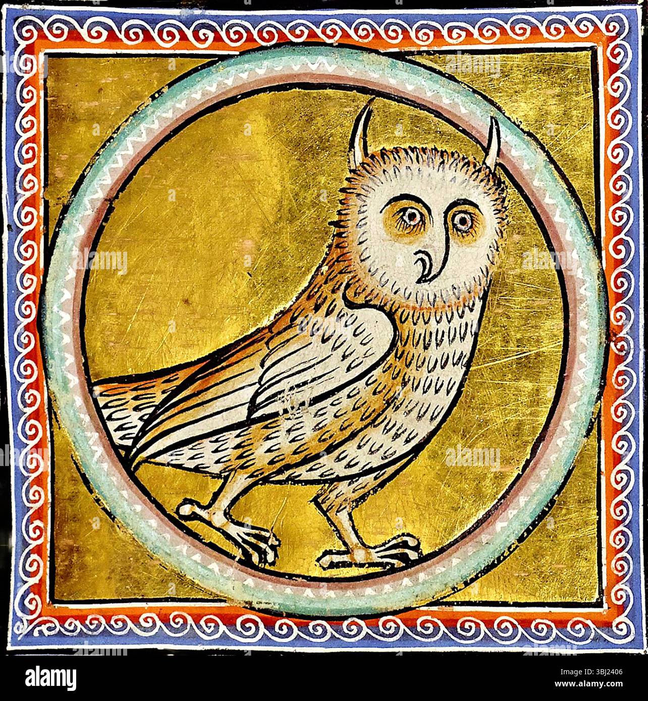 Aberdeen Bestiary - Bubo Owl - 1542 Foto Stock