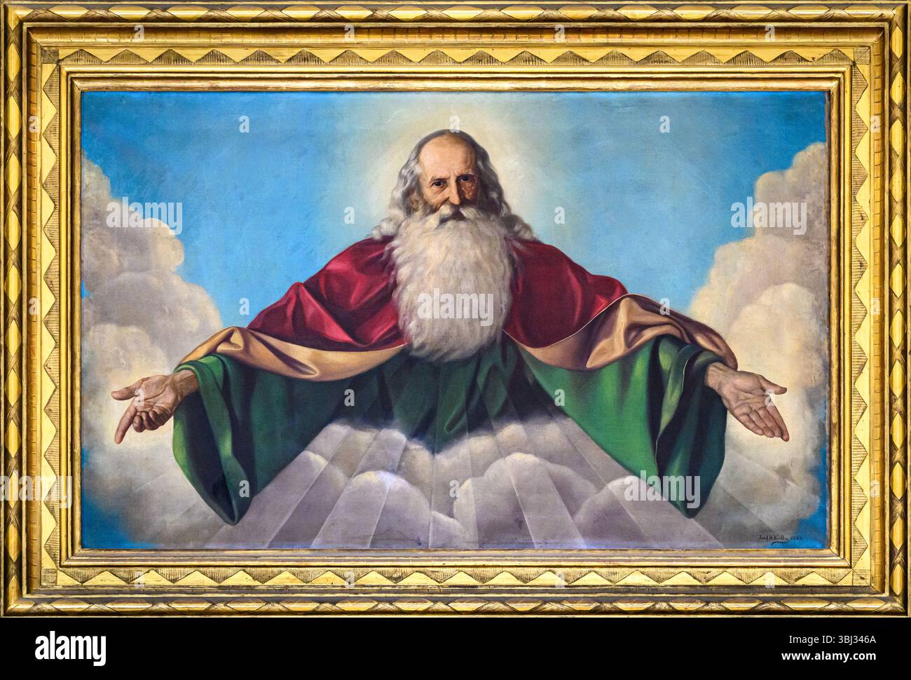 Dio padre. Un dipinto nella Chiesa cattolica romana del Santissimo Salvatore (Chiesa gesuita) a Bratislava, Slovacchia. Foto Stock