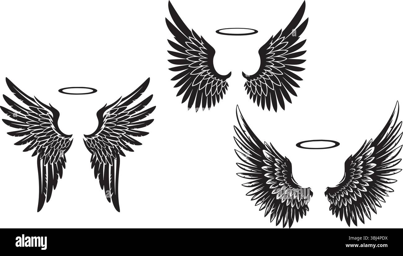 Icona vettore astratto a 3 ali - EPS dal design moderno con ali simmetrici Illustrazione Vettoriale