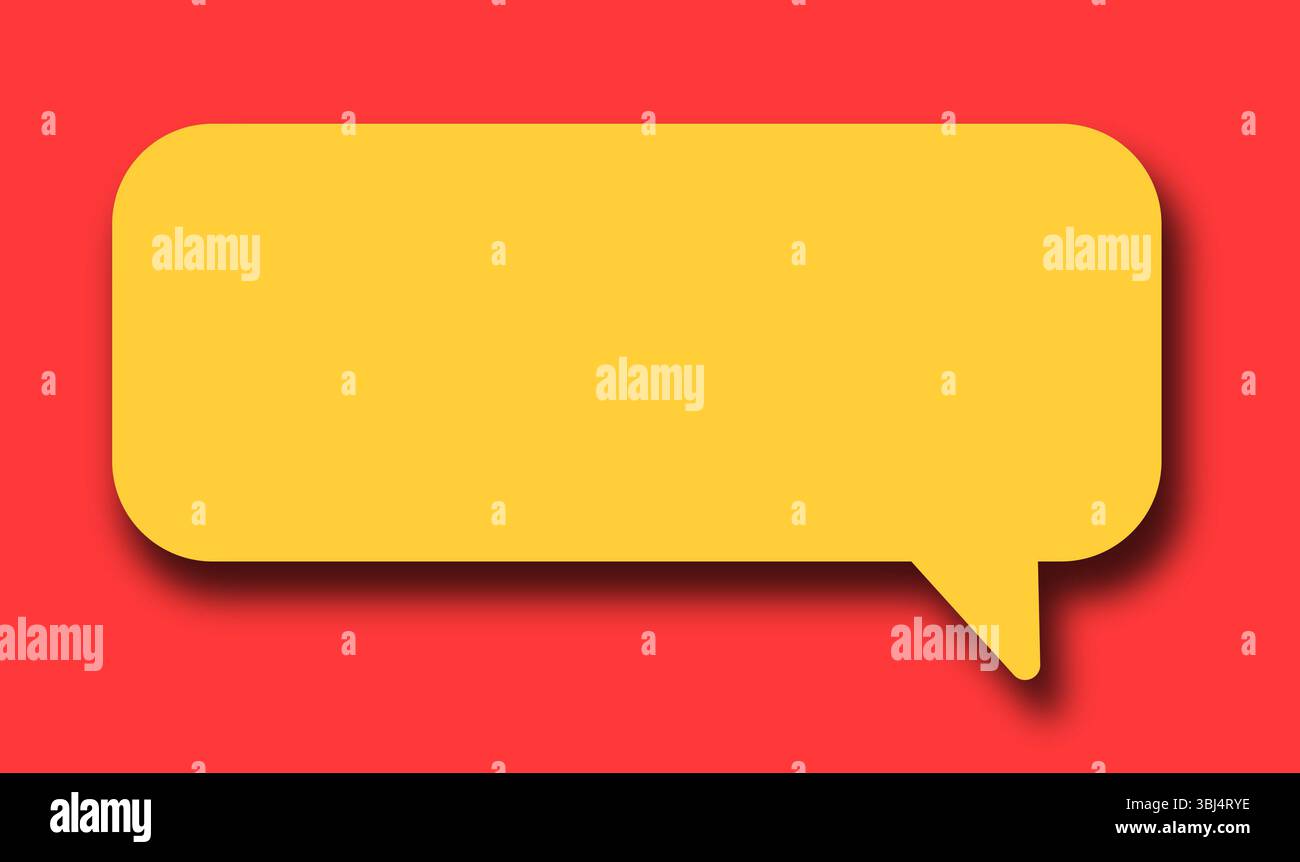 Bolla vocale per la comunicazione e il dialogo. Spazio vuoto per pensieri, domande o citazioni. Elemento di design luminoso e creativo in giallo e rosso, SY Foto Stock