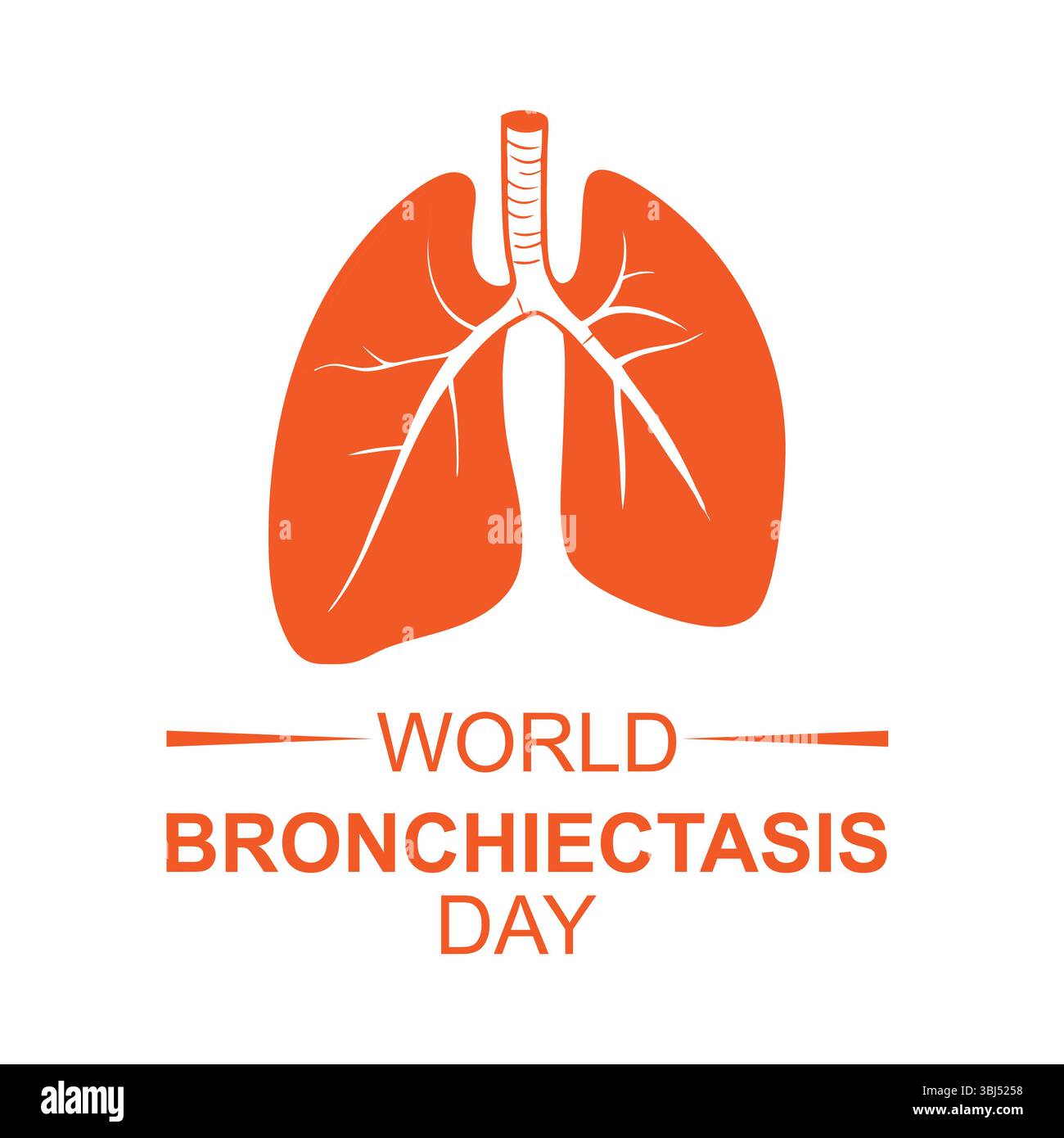 Poster del giorno mondiale della bronchiectasia con la grafica del polmone arancione Illustrazione Vettoriale