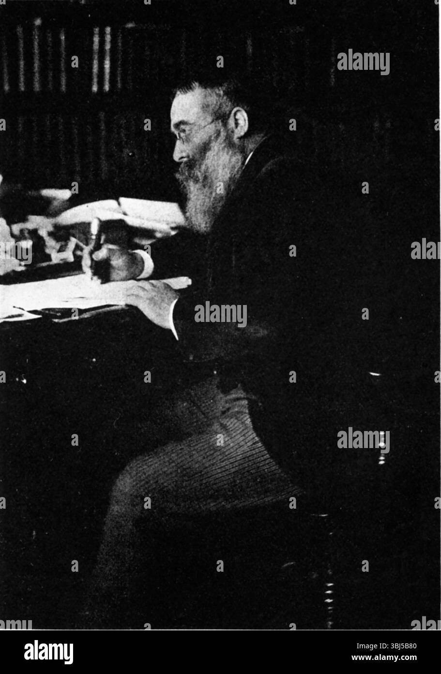 Ritratto di Sir Walter Besant, fondatore della Society of Authors. Da "Victorian Novelists", di Lewis Melville, [1906]. Foto Stock