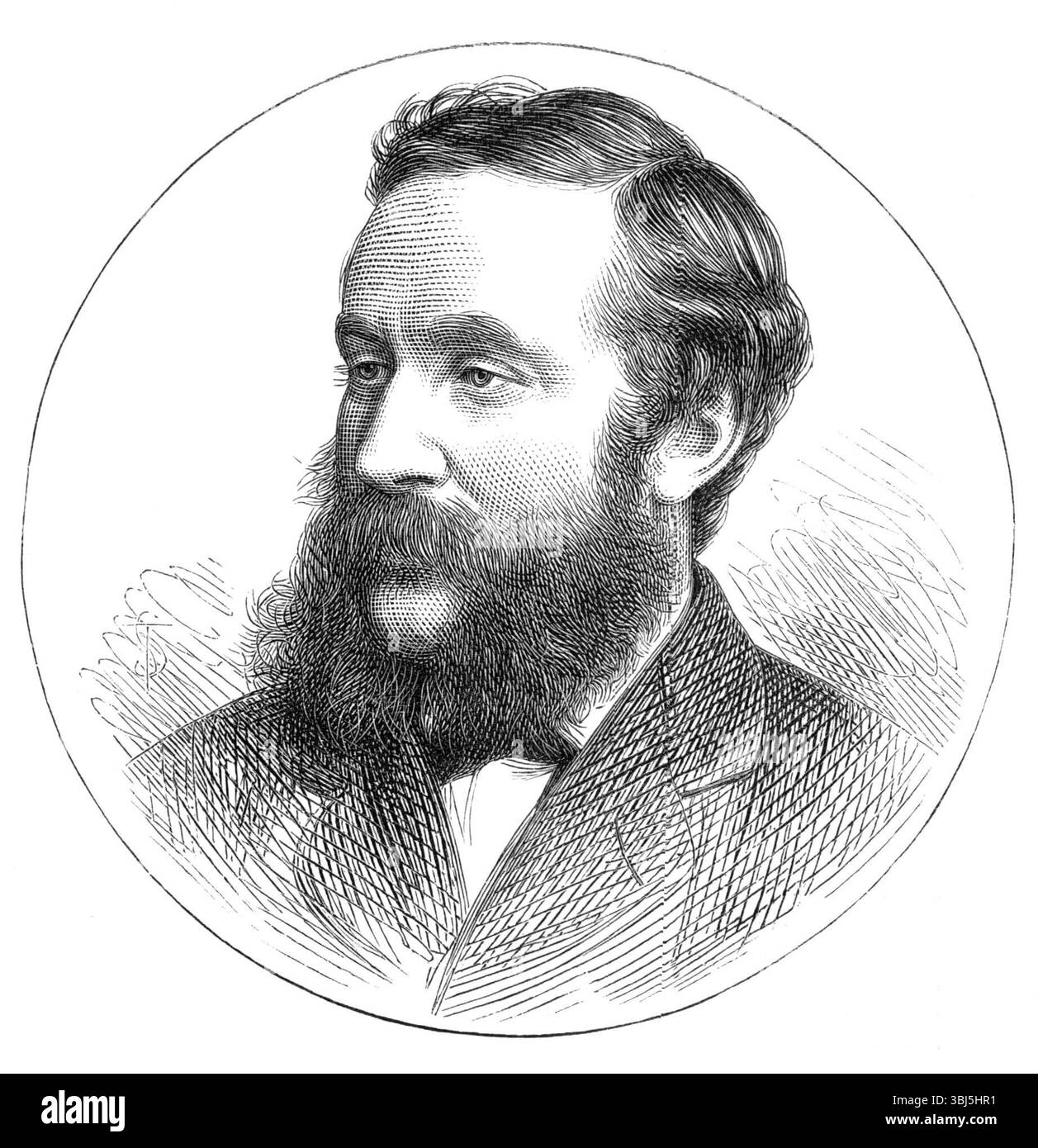 Tenente colonnello Alexander, M.P. per South Ayrshire, 1874. Incisione da una fotografia di Hills e Saunders. Il tenente colonnello Claud Alexander, di Ballochmyle, Ayrshire, ritornato nell'interesse conservatore per la divisione meridionale di quella contea, è il figlio maggiore del defunto signor Boyd Alexander, di Ballochmyle; sua madre era Sophia Elizabeth, terza figlia del defunto Sir Benjamin Hobhouse, e sorellastra di John, Lord Broughton, G.C.B., meglio conosciuto con il suo ex nome di Sir John Cam Hobhouse. Nacque nell'anno 1831 e studiò a Eton e a Christ Church, Oxford. Lui Foto Stock