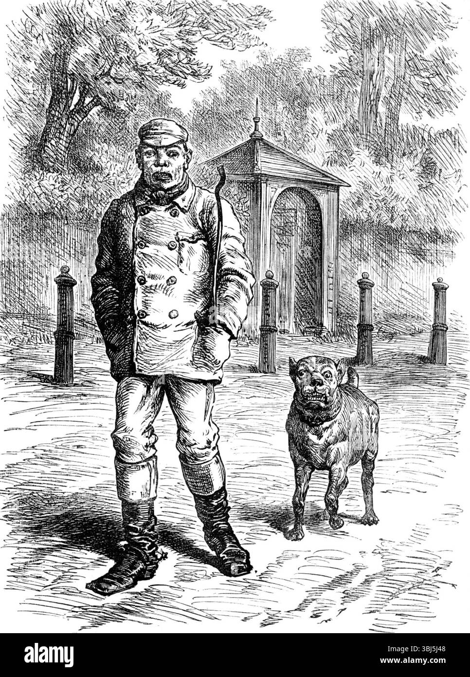 Strani schizzi ai giardini zoologici: "Like Master Like Man", 1881. "Tra i visitatori osservanti e meditativi di quelle istruttive mostre di animali stranieri e birds...in le principali città d'Europa... alcune menti saranno tentate di rilevare stravaganti somiglianze tra le diverse specie di animali che si vedono lì, e la varietà di figure umane caratteristiche incontrate all'interno o all'esterno dei recinti assegnati alla collezione zoologica. Alcuni esempi di questo tipo di somiglianze non progettate e incoscienti, che possono essere viste sia in faccia, sia nel gesto Foto Stock