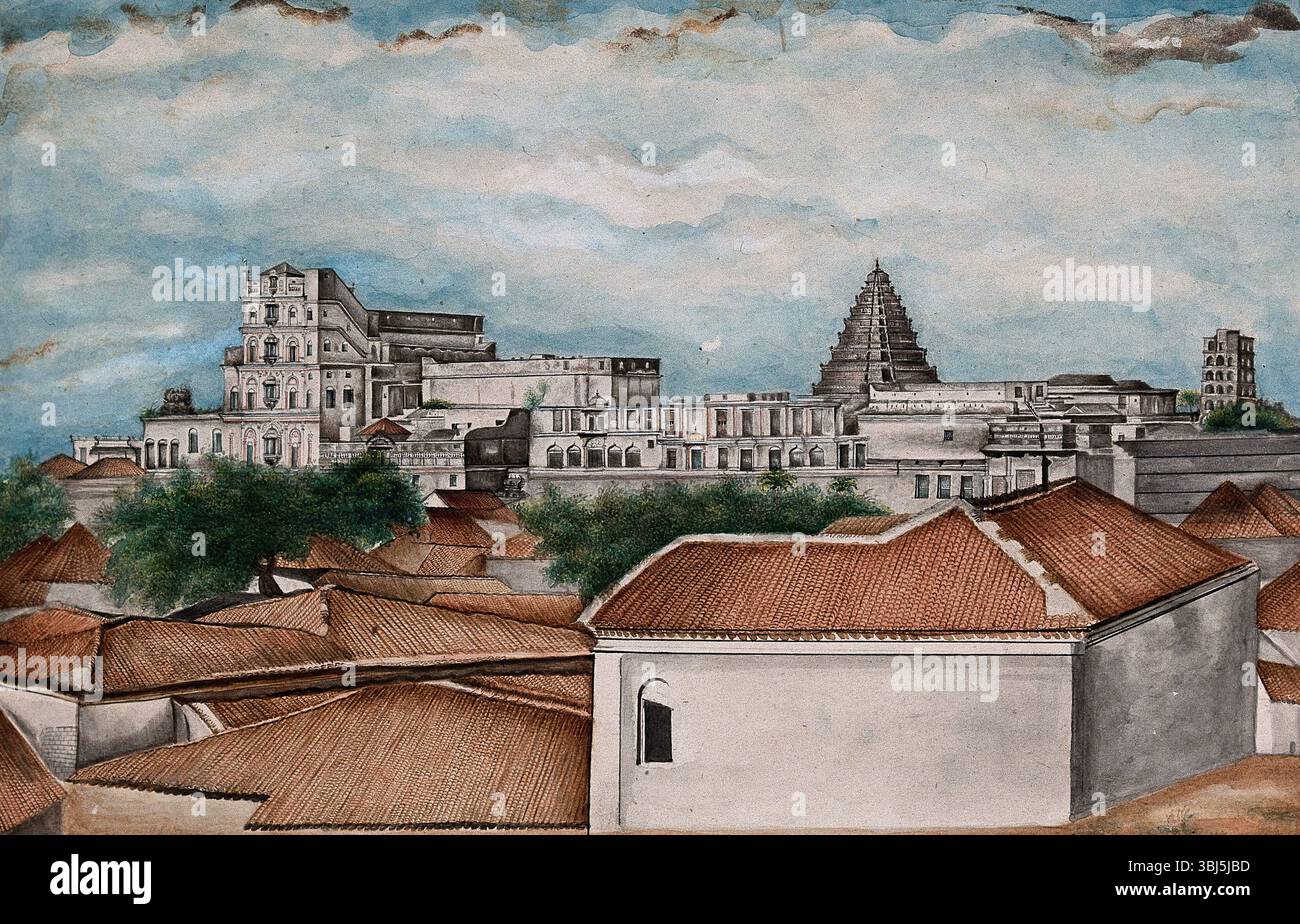 Tanjore: Il palazzo reale (tra il 1800 e il 1899?). Foto Stock