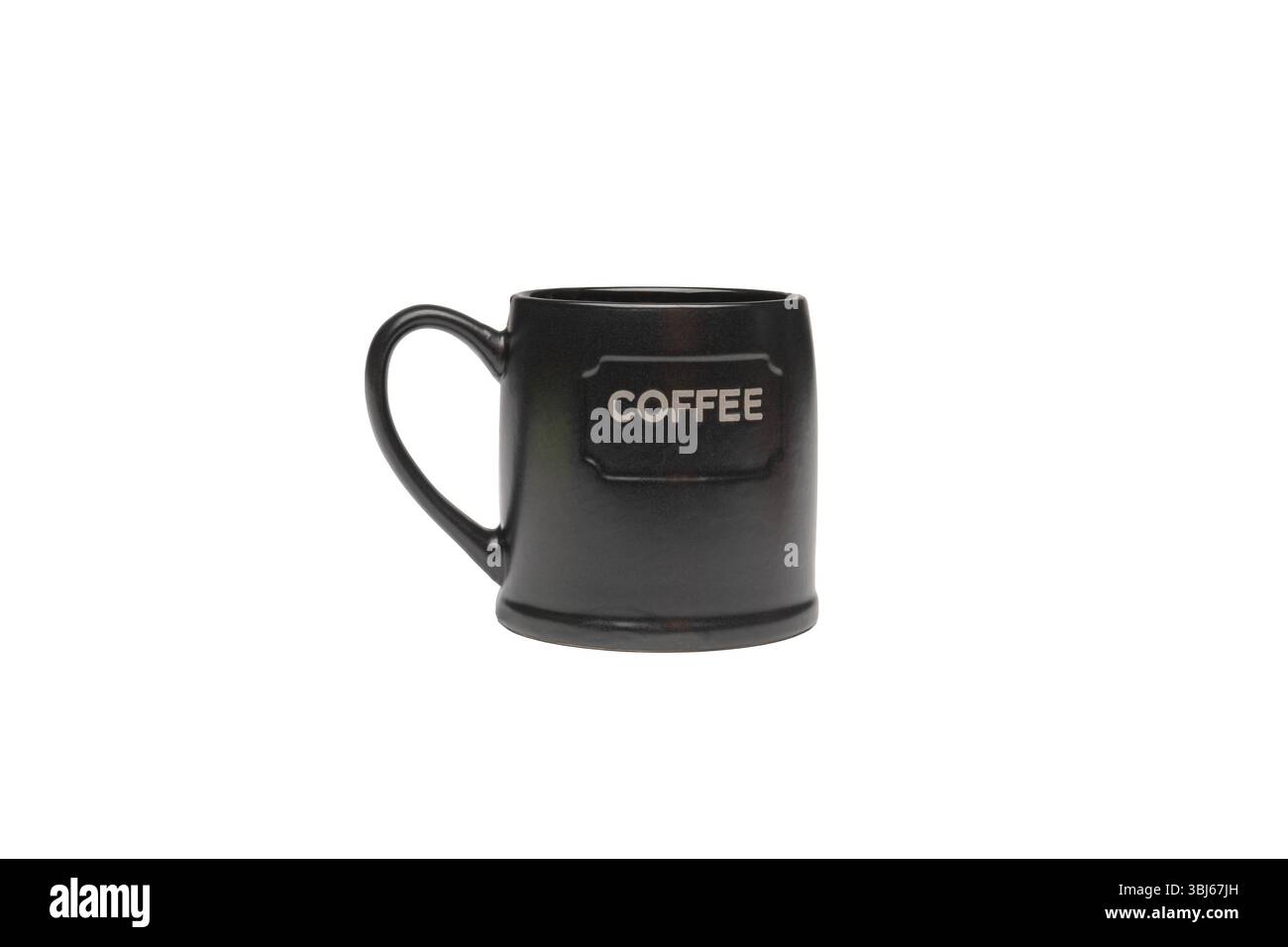 Tazza nera con il caffè Word sulla parte anteriore Foto Stock