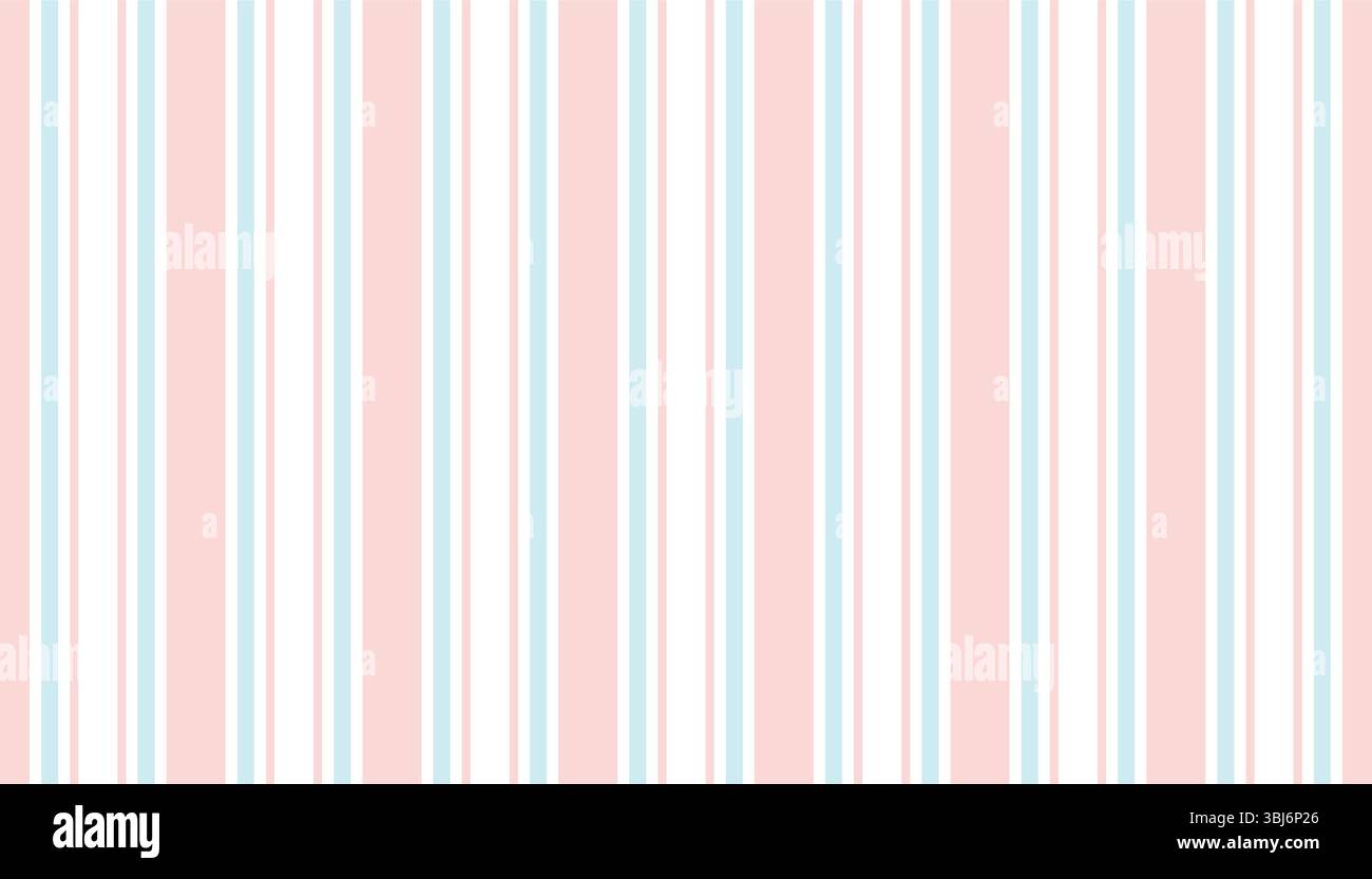 Motivo senza cuciture con strisce verticali rosa e blu in stile cottagecore su sfondo bianco. Design morbido e d'ispirazione vintage, perfetto per il tessuto, wra Illustrazione Vettoriale