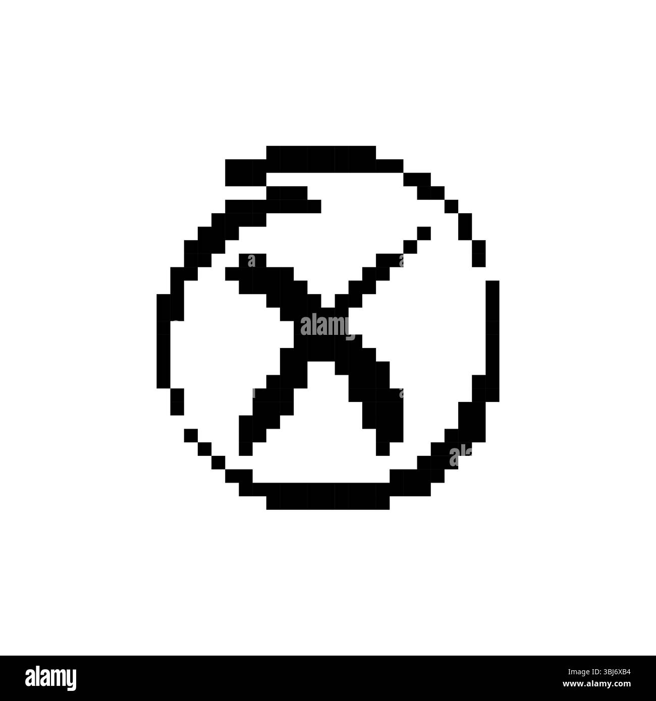 Punto esclamativo dell'arte dei pixel a mosaico in bianco e nero con un'icona in stile retrò Illustrazione Vettoriale