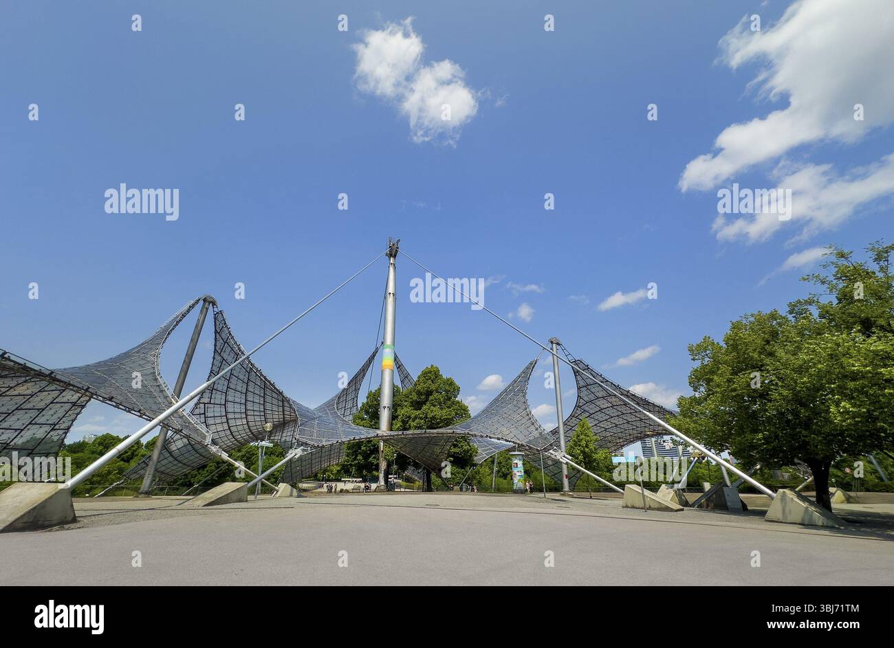 Costruzione di tetti, Olympic Park, Monaco, Baviera, Germania, Europa Foto Stock