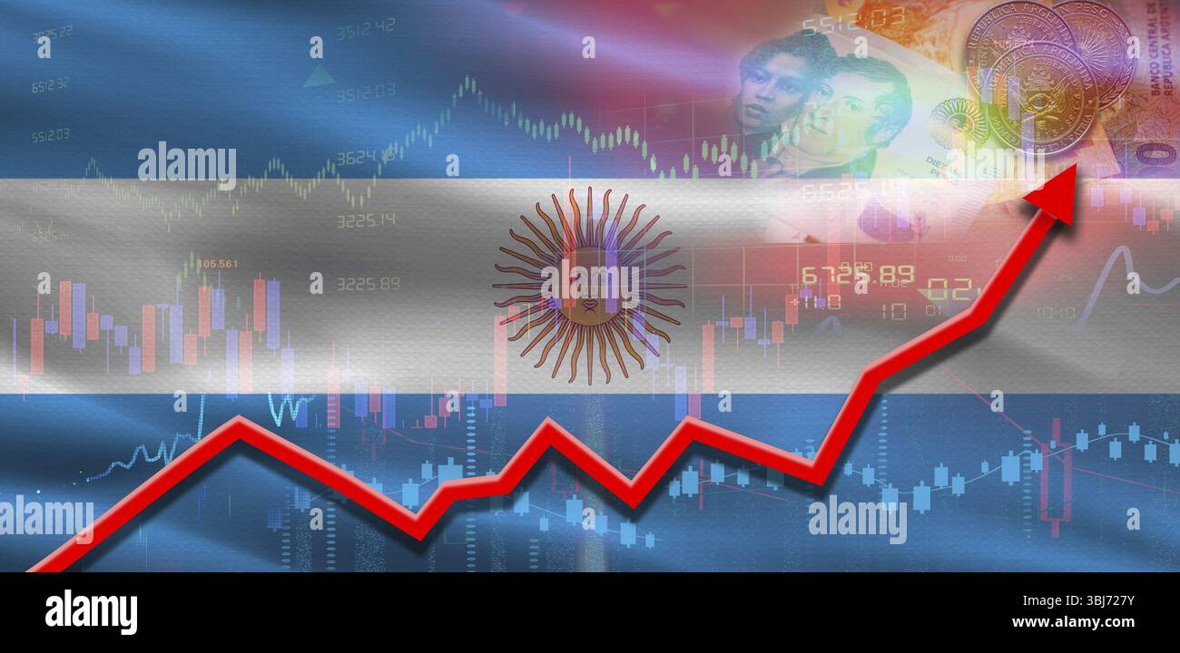 Argentina crescita finanziaria sul grafico di mercato. Argentina crescita economica sul grafico finanziario Foto Stock