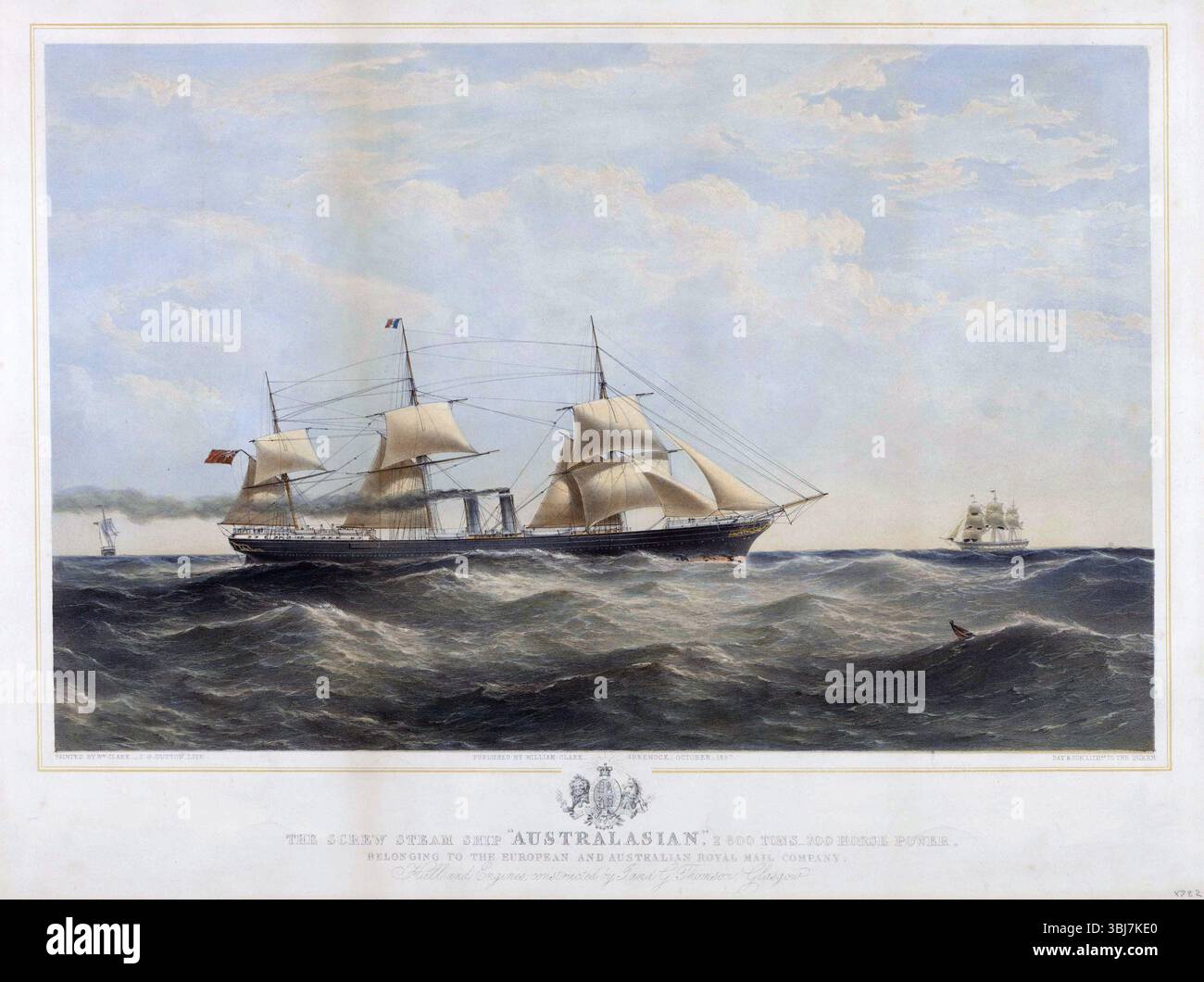 The Screw Steam Ship Australasian appartenente alla European and Australian Royal mail Company, circa 1857 Foto Stock