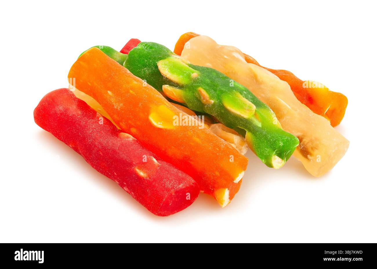 percorso delle noci con gelatina isolato sul bianco Foto Stock