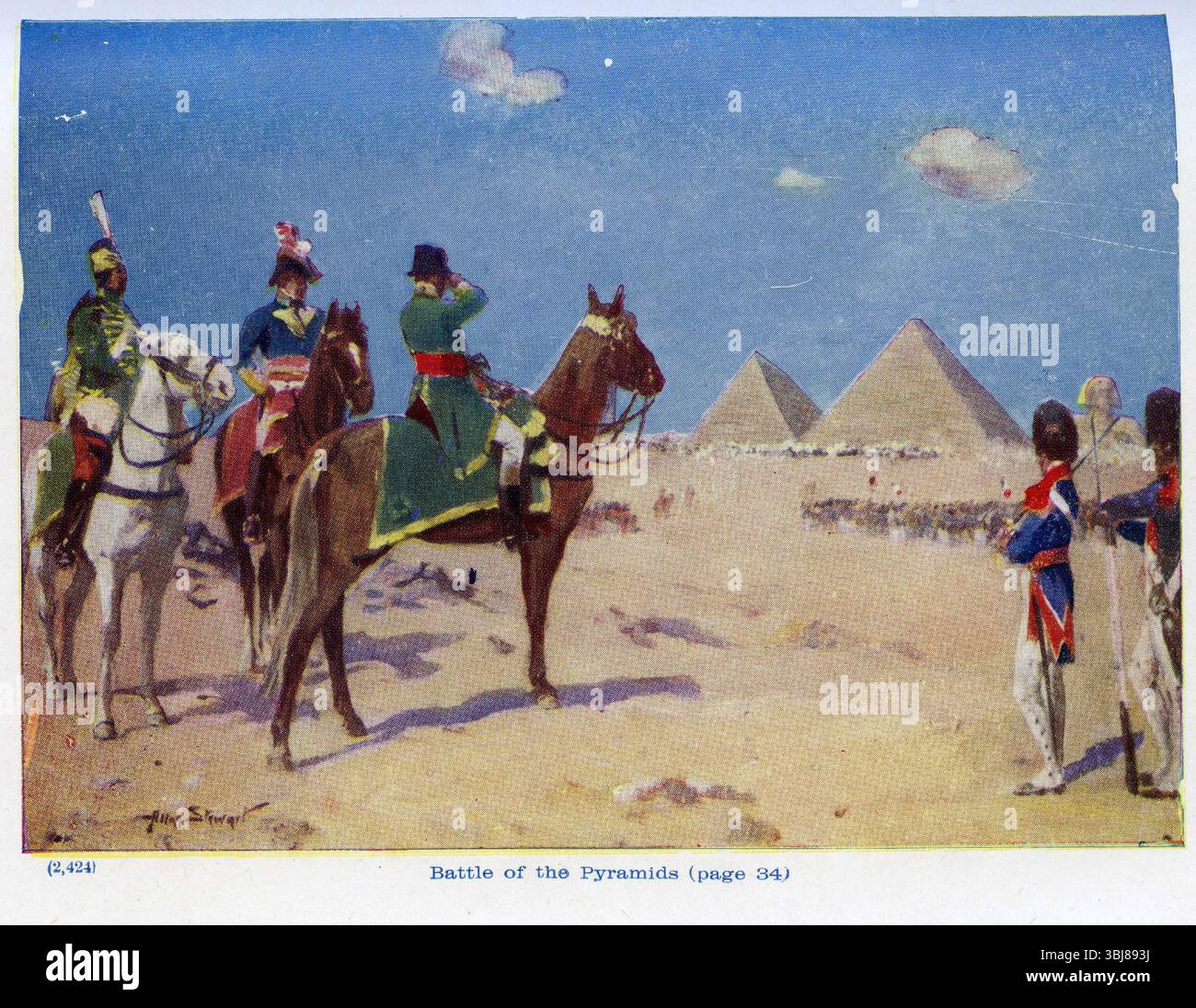 Napoleone Bonaparte alla Battaglia delle Piramidi, illustrazione del 1934 Foto Stock