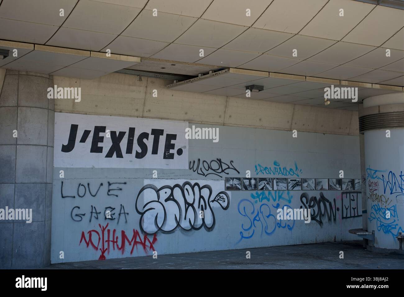 Graffiti di Gaza, sottopassaggio di Bruxelles Foto Stock