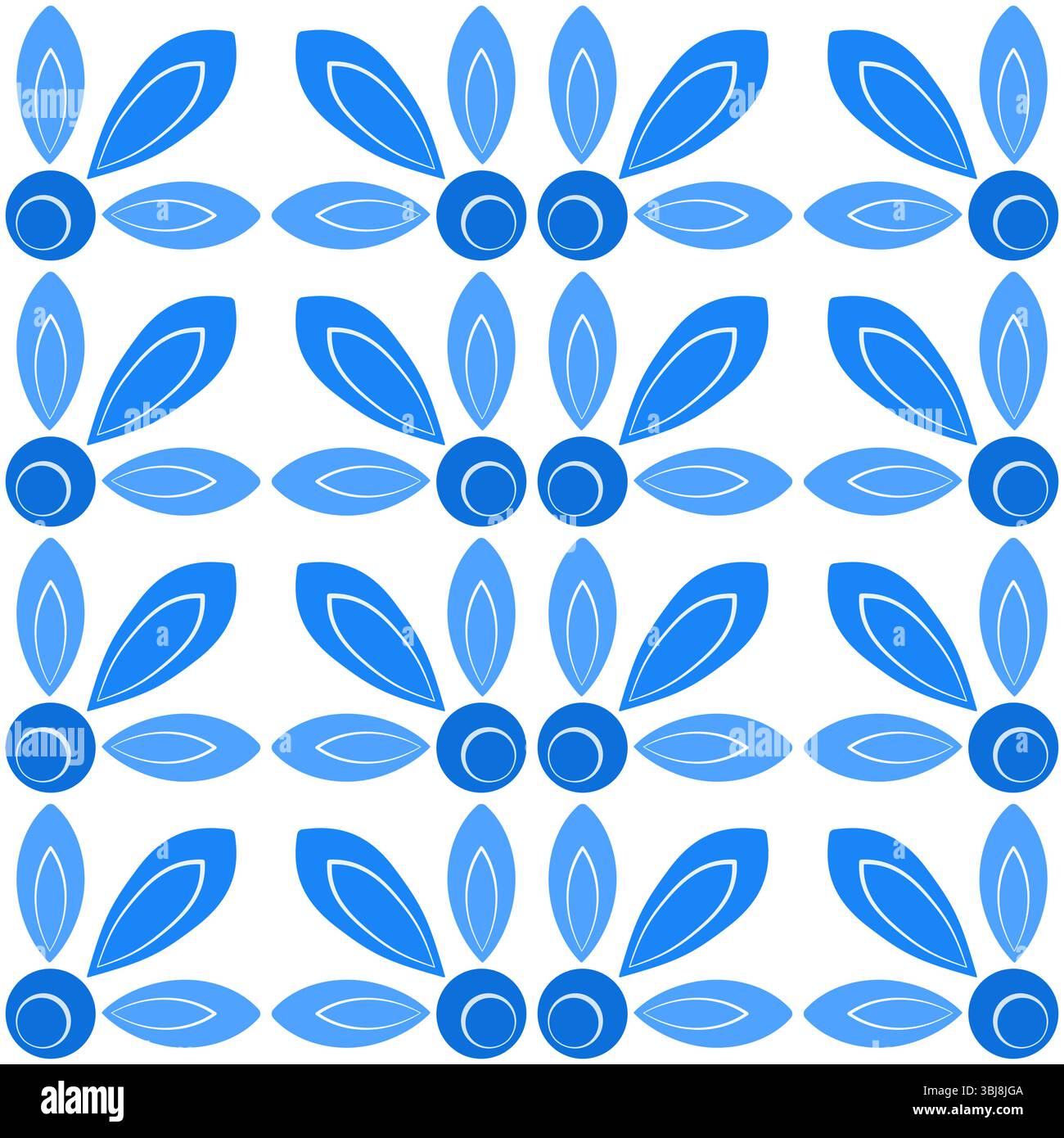 Motivo floreale blu senza cuciture. Sfumature di fiori blu su sfondo bianco. Fonte folcloristica di elementi quadrati. Ornamento ripetitivo per wallp Illustrazione Vettoriale