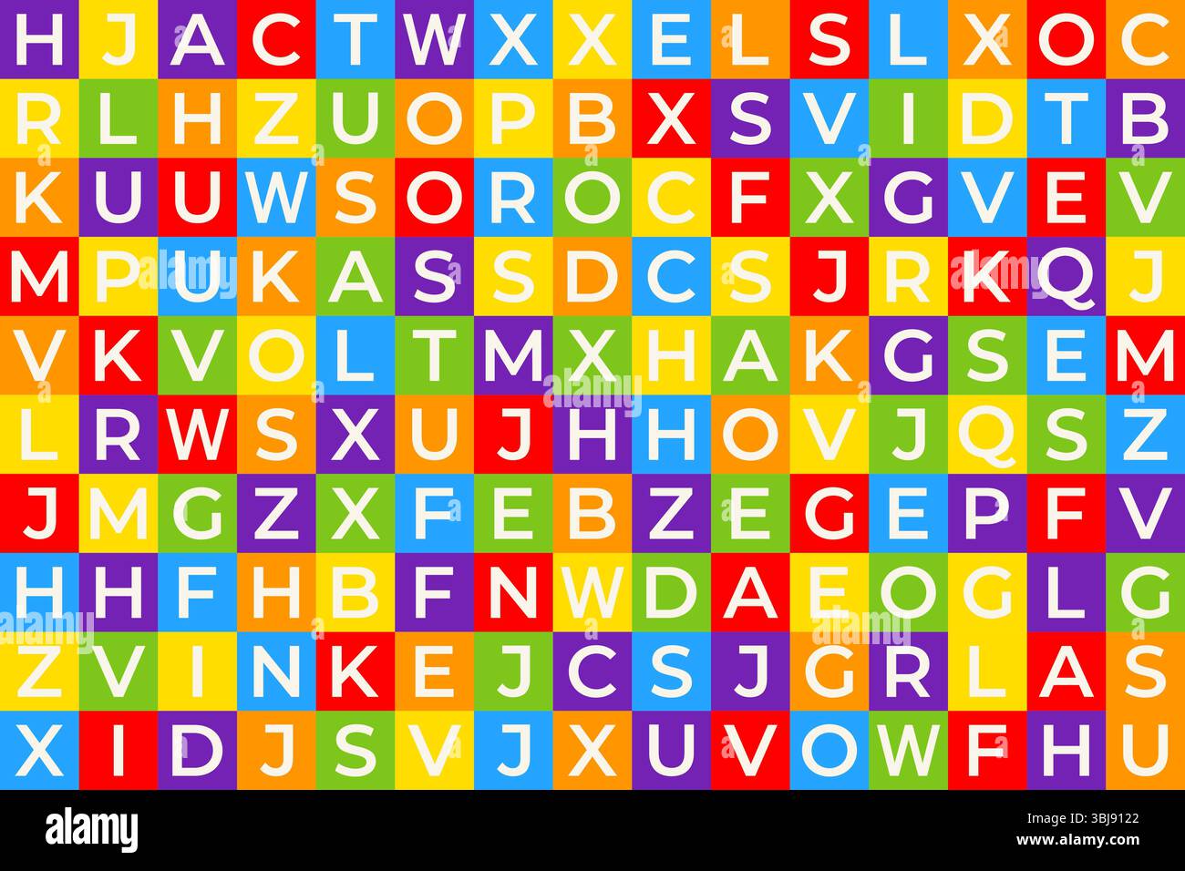 Tutte le lettere dell'alfabeto inglese in colorato motivo a mosaico vettoriale senza cuciture, design educativo per bambini, bambini, sfondi dell'asilo, Back to sc Illustrazione Vettoriale