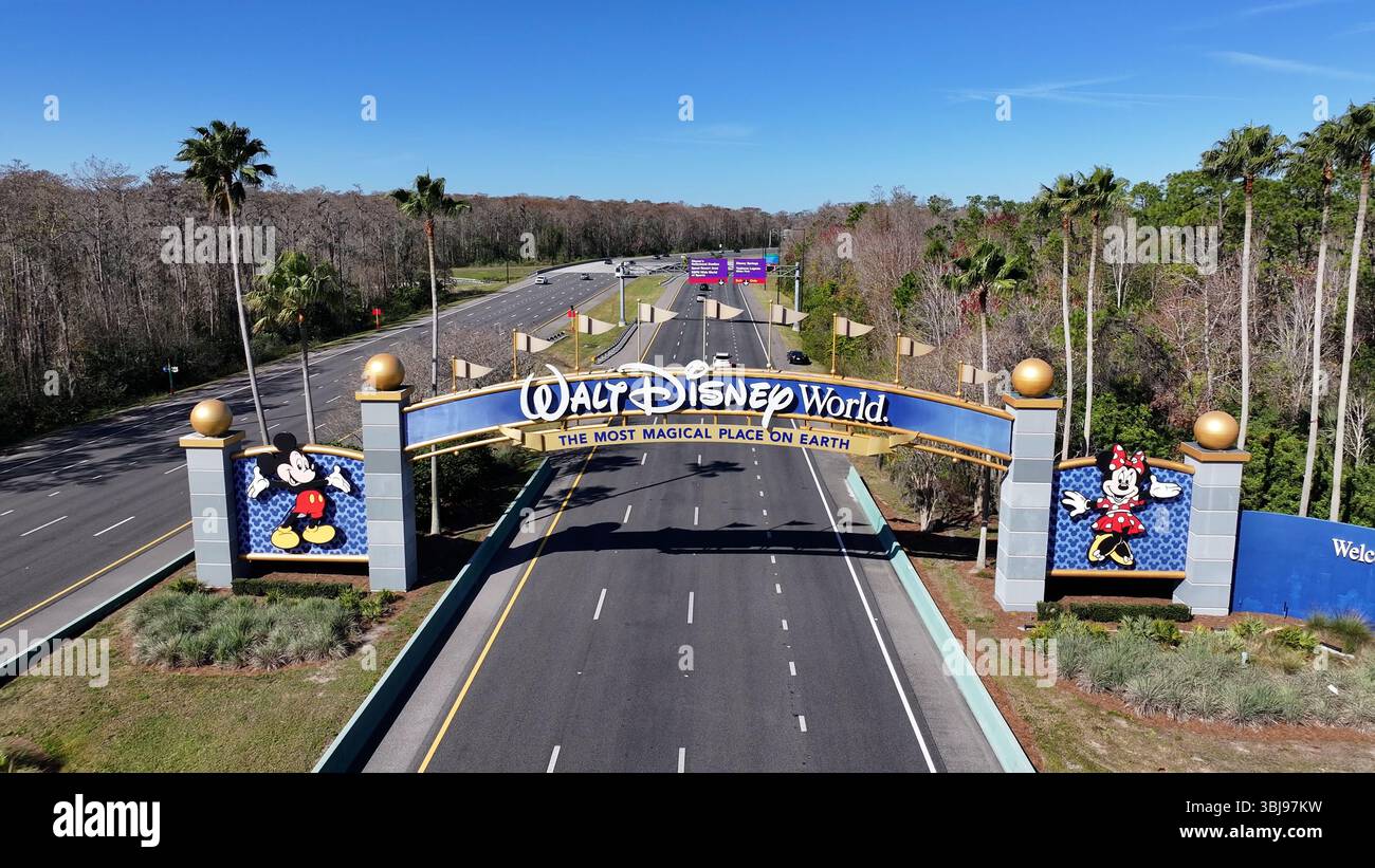 Orlando Skyline in Florida Stati Uniti. Destinazione del viaggio. Punto di riferimento turistico. Splendida città di Orlando, negli Stati Uniti. Foto Stock