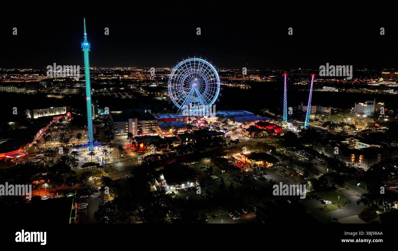Orlando Skyline in Florida Stati Uniti. Destinazione del viaggio. Punto di riferimento turistico. Splendida città di Orlando, negli Stati Uniti. Foto Stock