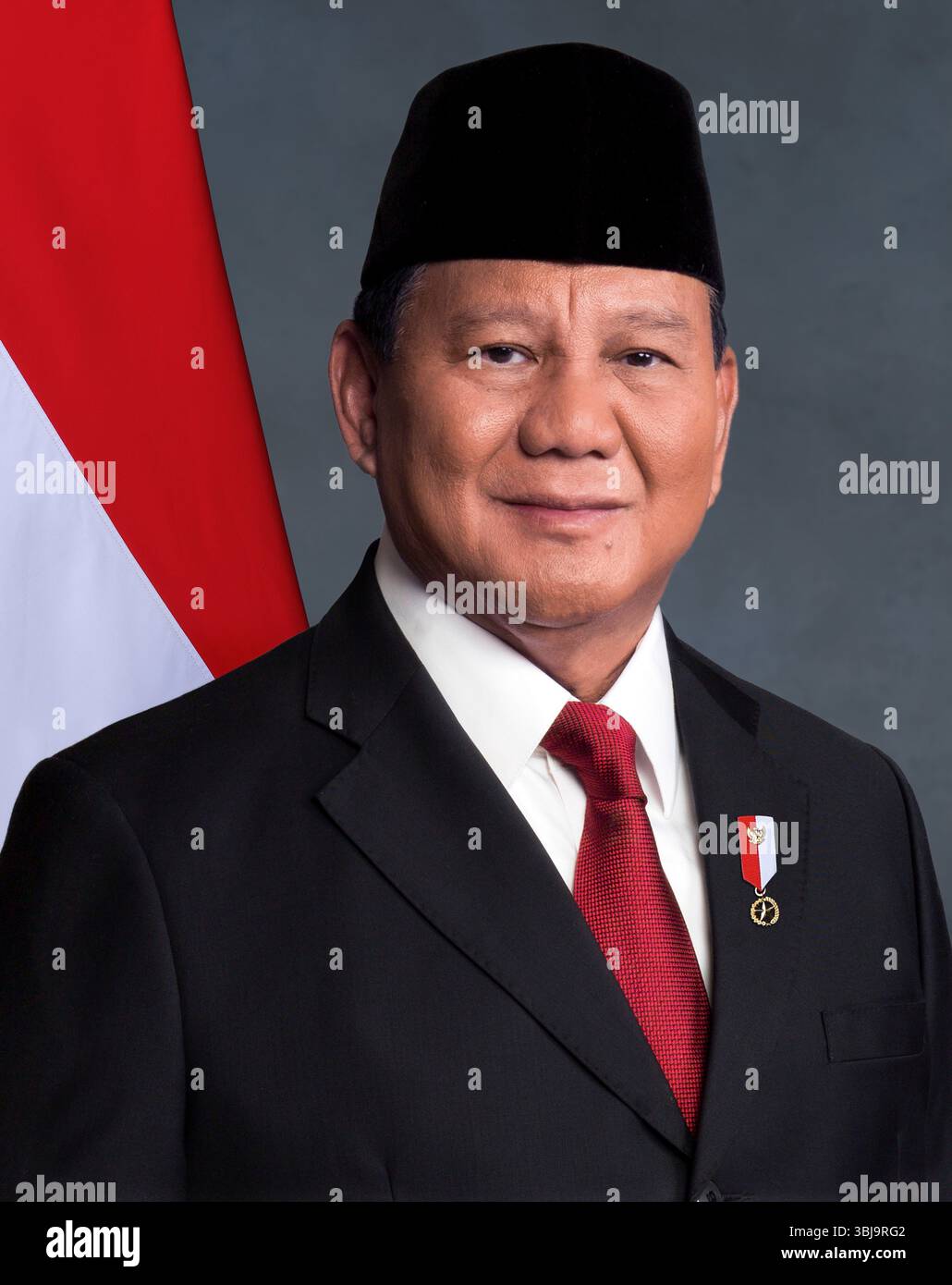 Prabowo Subianto. Ritratto del presidente dell'Indoniesia, Prabowo Subianto Djojohadikusumo (B. 1951), ritratto ufficiale, 2024 Foto Stock