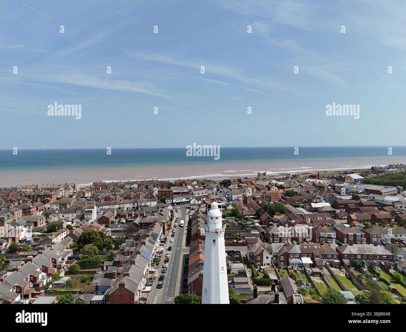 Vista aerea del faro e del museo di Withernsea. Costa dello Yorkshire orientale. Inghilterra Foto Stock