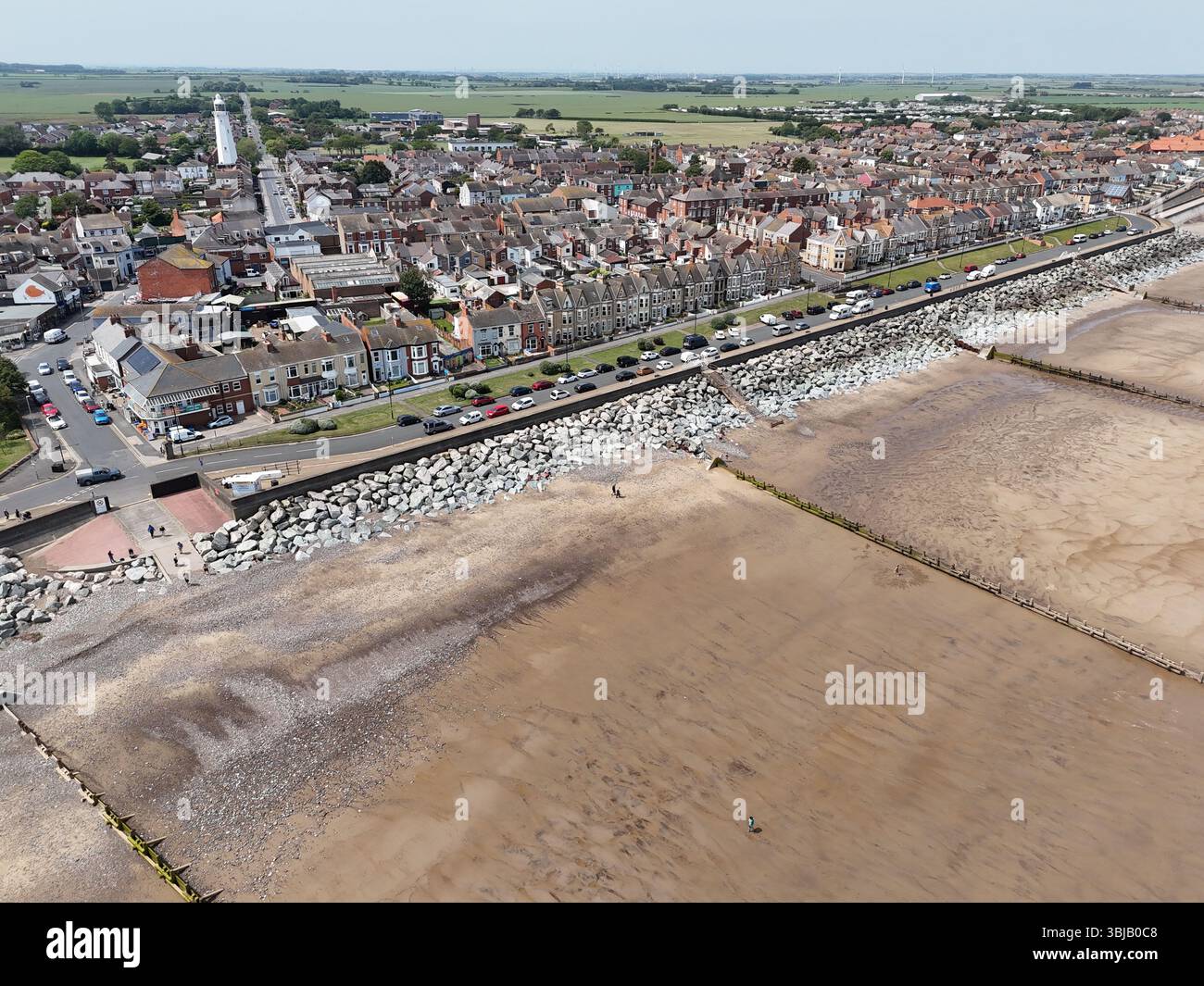 Vista aerea della tradizionale cittadina costiera britannica di Withernsea. Costa dello Yorkshire orientale. Inghilterra Foto Stock